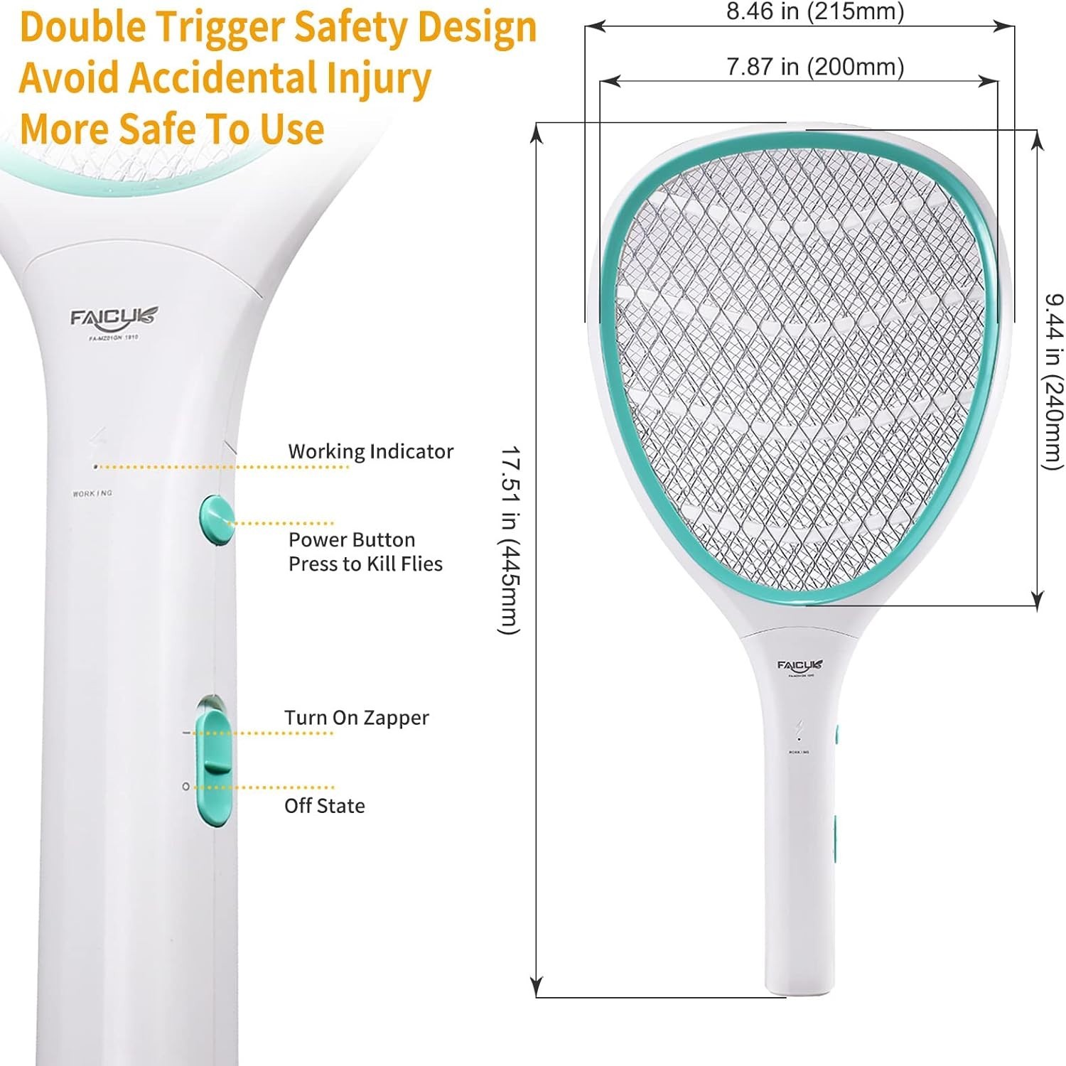 Handheld 2-Pack Bug Zapper Racket - Lightweight, Powerful Mosquito Killer