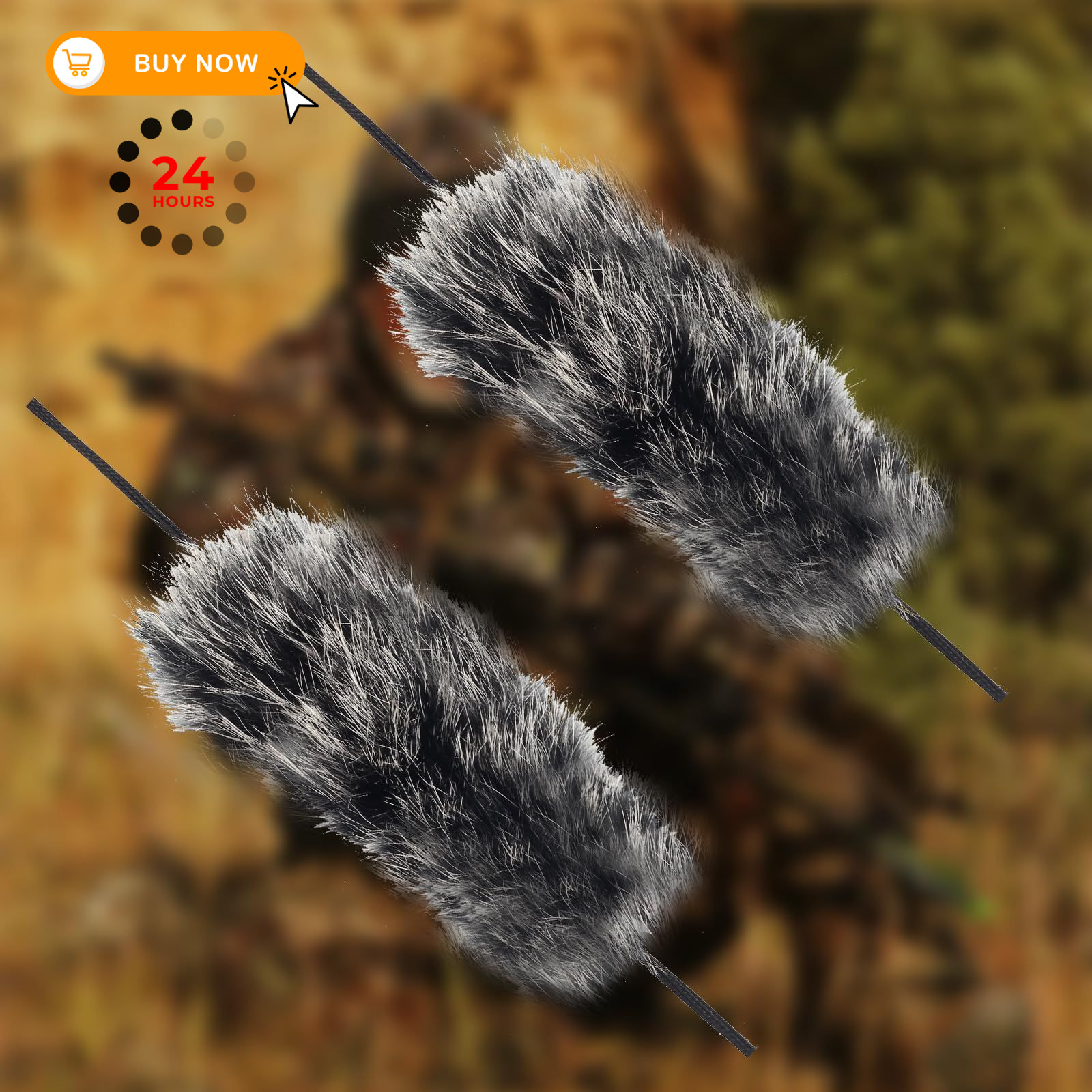 SOPOGER Archery Bow String Silencers - 2 Pair Rabbit Fur black
