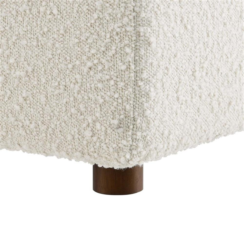 Modway Commix Upholstered Boucle Fabric & Solid Wood Ottoman in Ivory