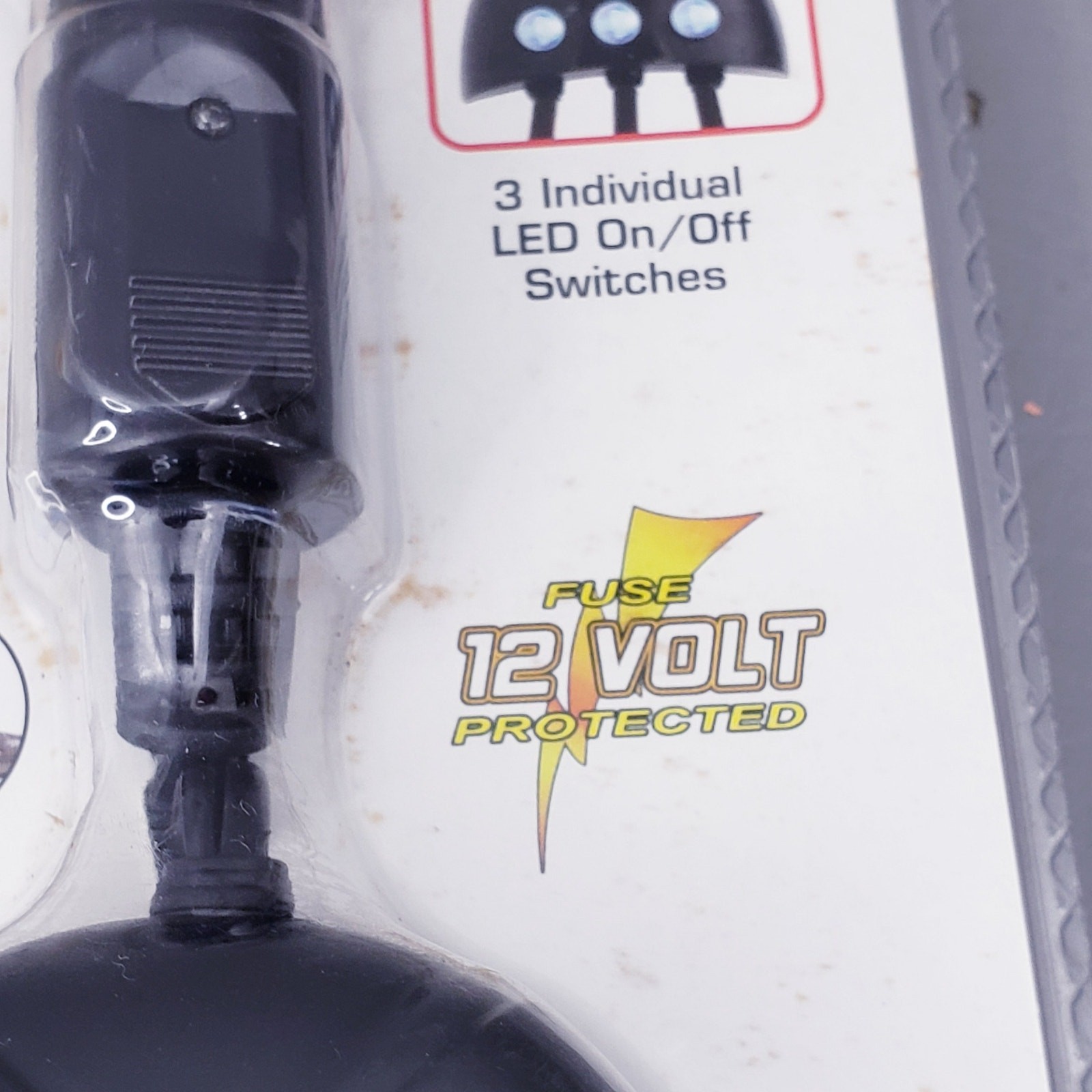 12 volts Triple Socket Power Pod, 3 individual led, Black