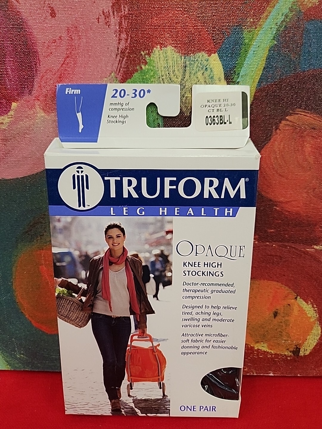 TRUFORM Ladies' Opaque Knee High Stockings 20-30mmHg (Black) Large New In Box