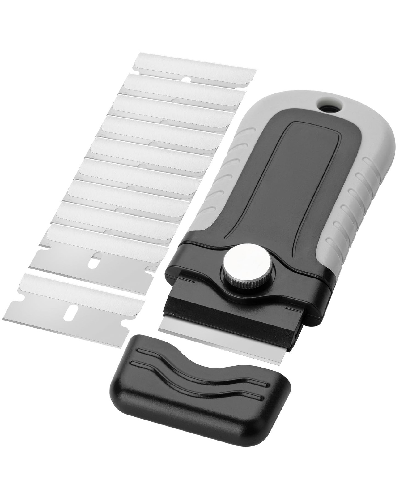 Bates Razor Blade Scraper Grey Locking Set With 10 Extra Stainless Steel Blades