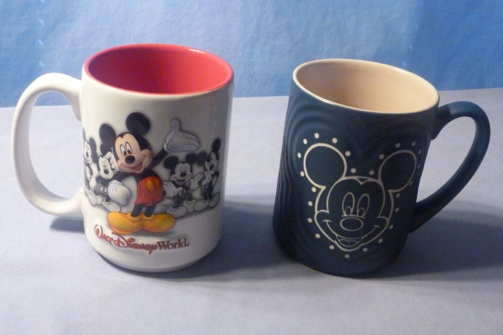 2 Mickey Mouse Mugs - 3D Relief - Disney Parks - Both New