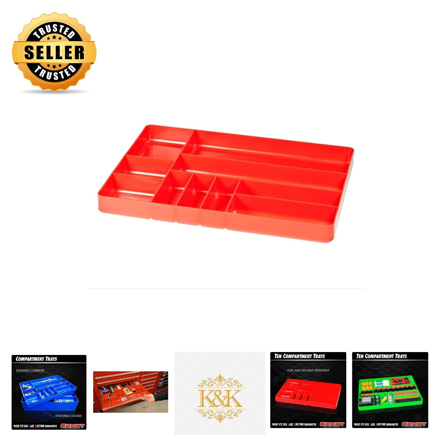 Impact-Resistant 10-Compartment Organizer Tray - Perfect for DIY Tool Storage