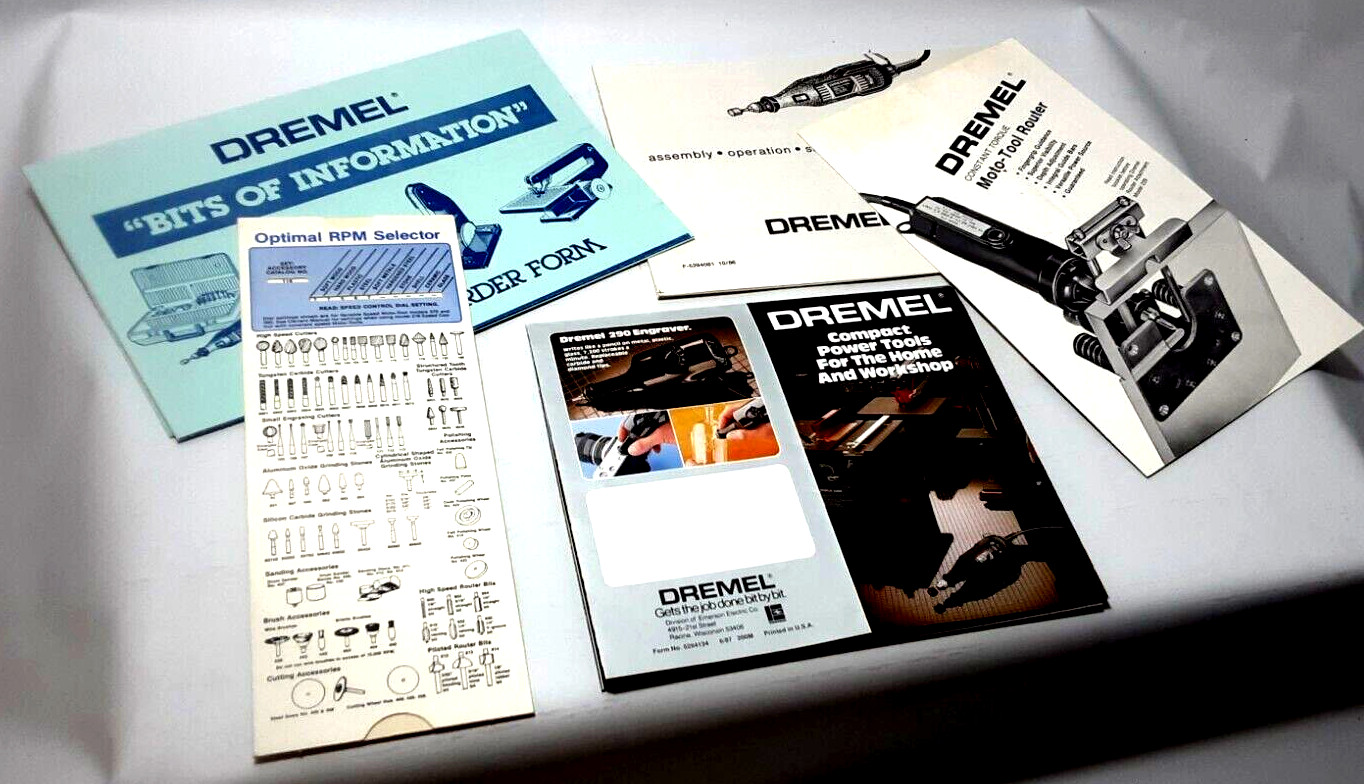 Dremel Tool Accesory Brochure, Bit and RPM Selector Slide Rule, Catalog, Manual