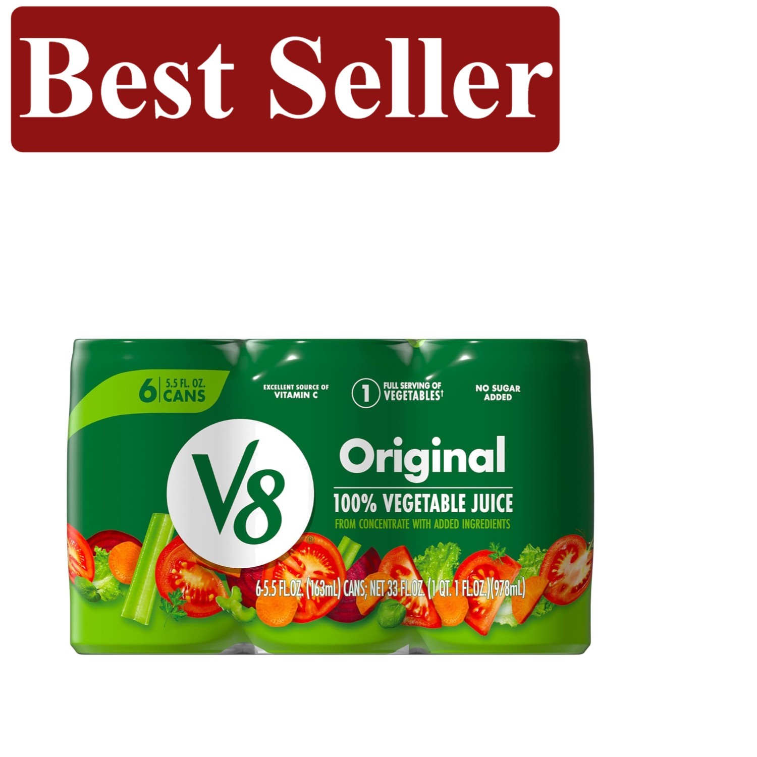 Convenient 5.5 fl oz Can, 6-Pack of 100%  Vegetable Juice - Gluten Free