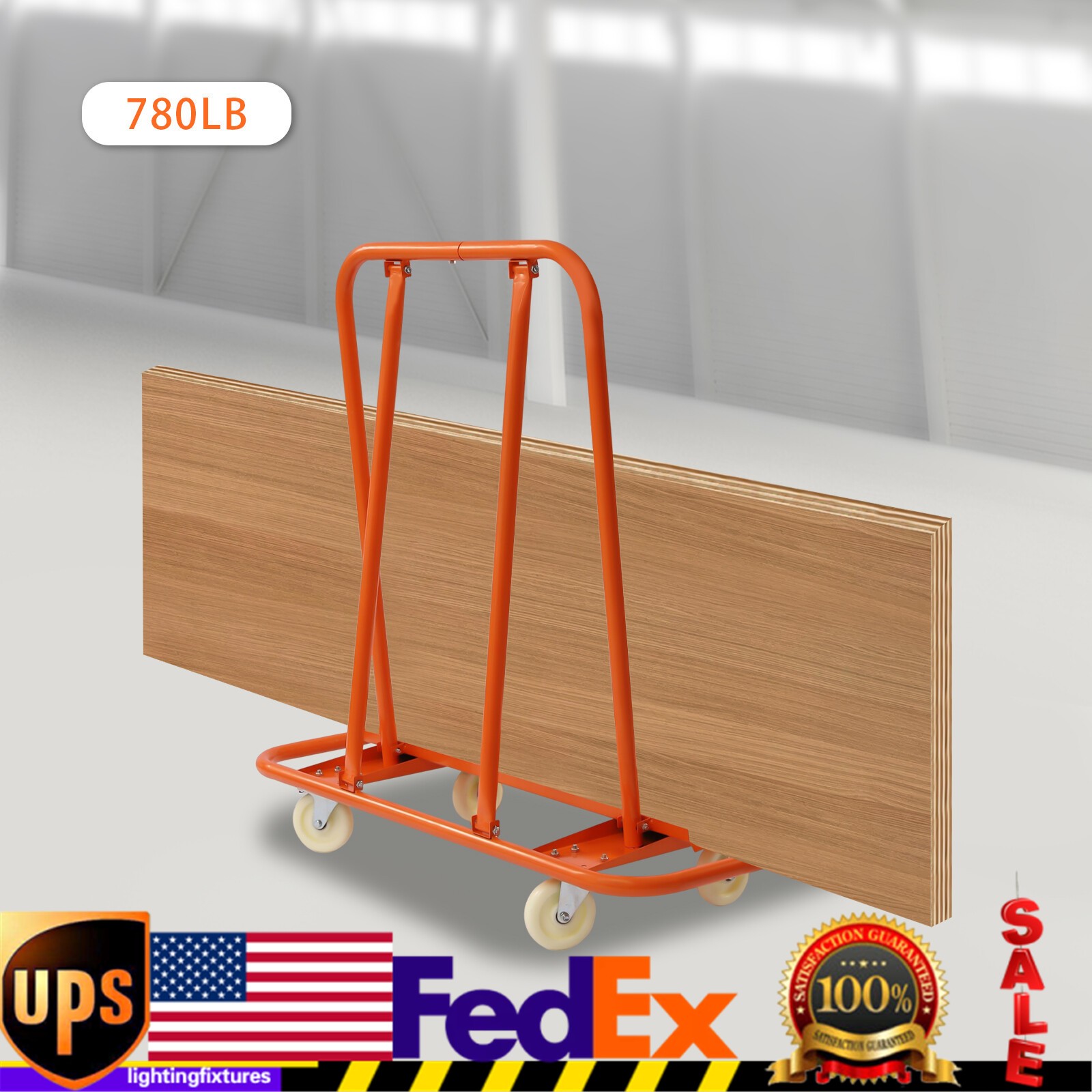 Drywall Cart Dolly Steel Handling Sheetrock Sheet Panel Service Cart w/ 4* Wheel