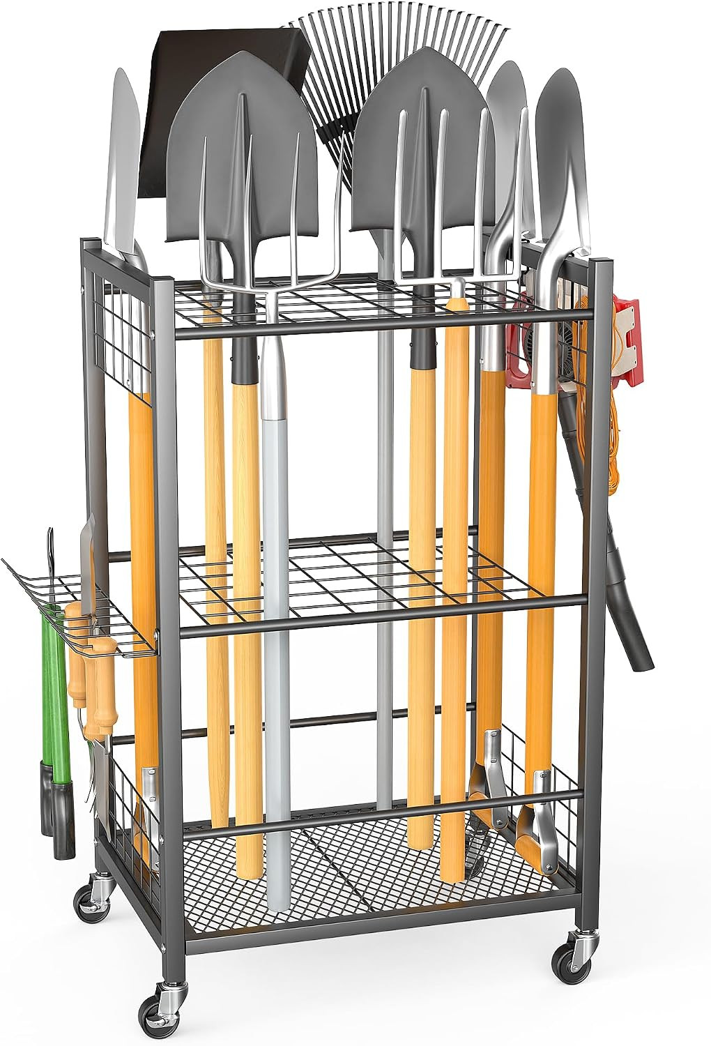 Ultrawall Garden Tool Organizer with Wheels, Yard Tool Storage Stand for Garage,