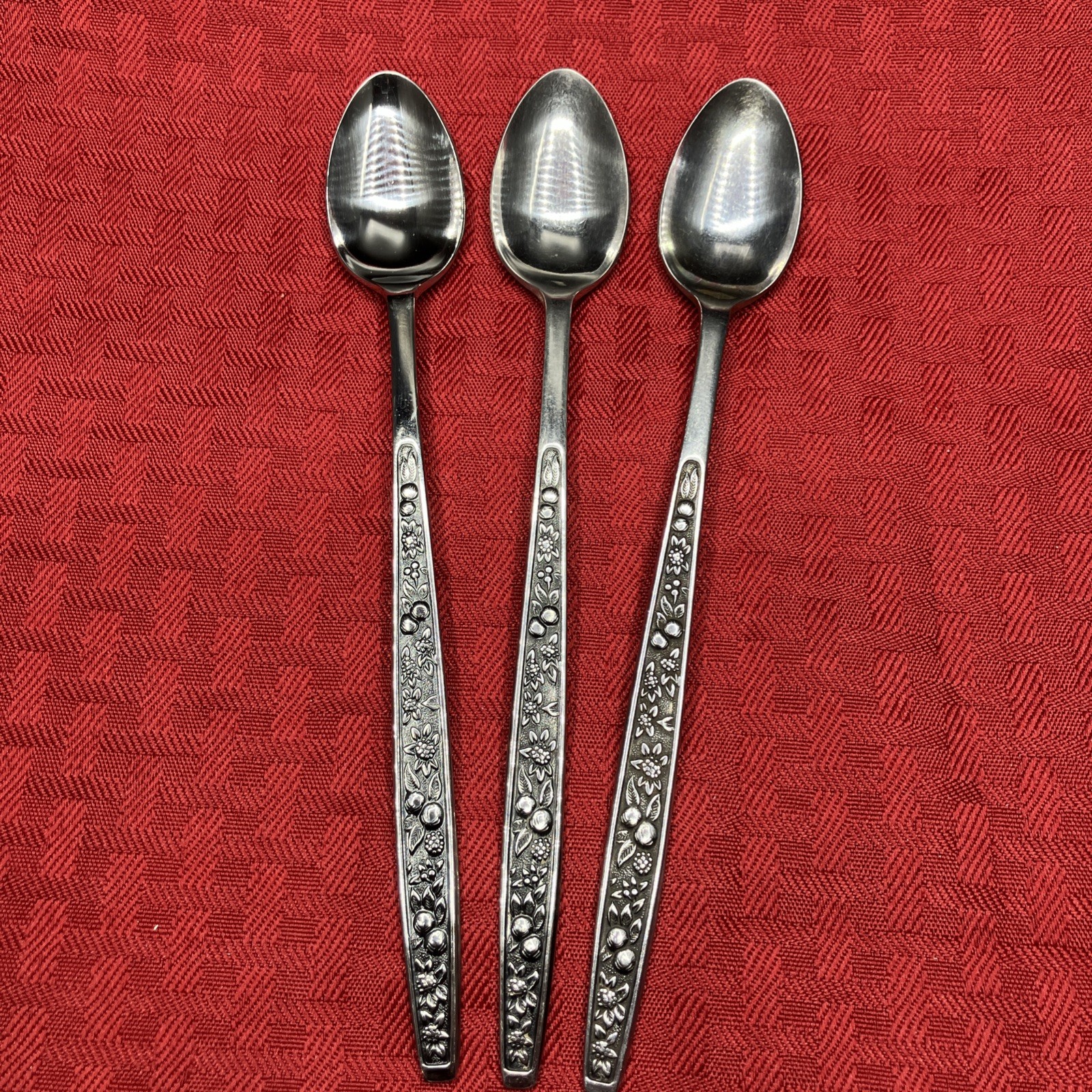 Pageant "Harvest" Set of Three 7.5" Iced Tea Spoons Stainless Steel Japan