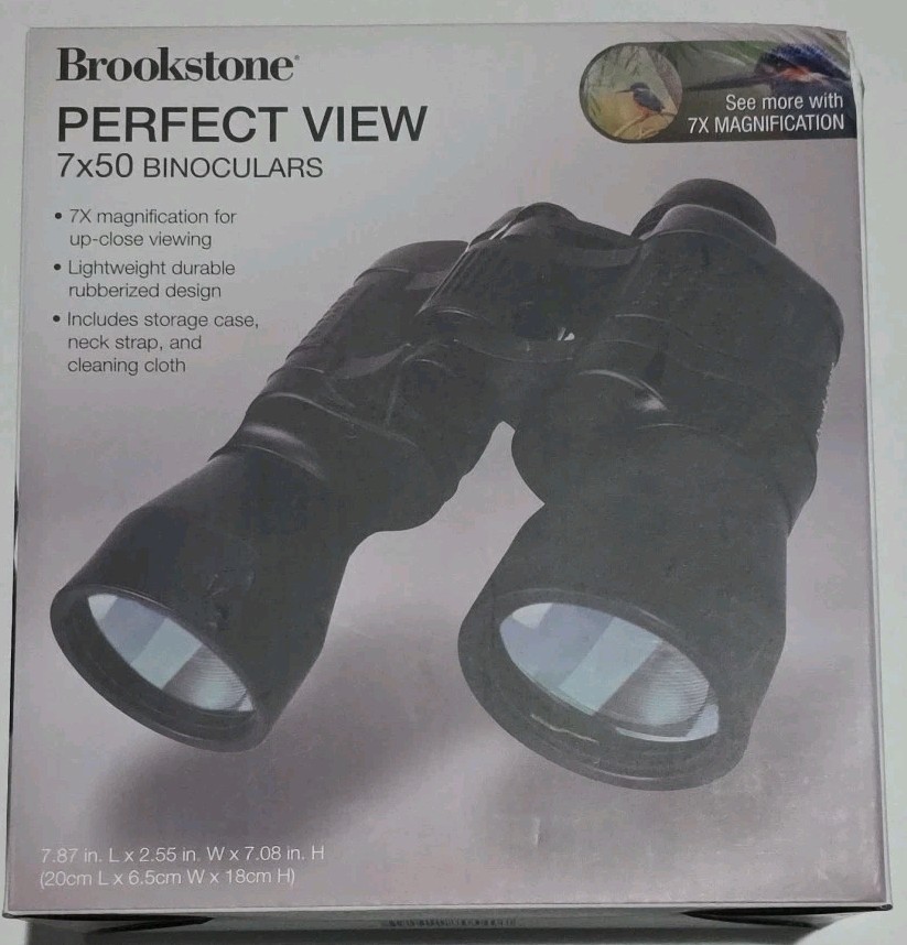 Brookstone 7 x 50 Binoculars w/Carrying Case and Neck Strap NEW FACTORY SEALED