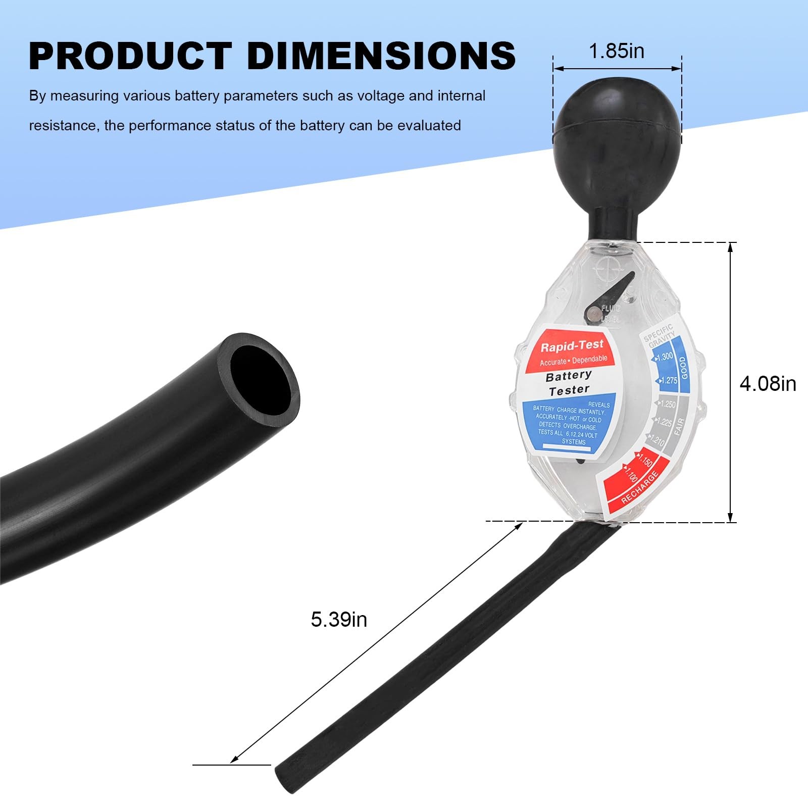 Rdxcv Car Battery Hydrometer Tester, Deep Cycle Transparent