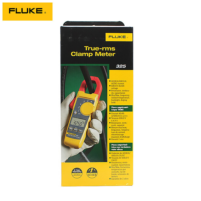 Fluke 325 40/400A 600V AC/DC TRMS Clamp Meter Frequency Temperature FLK325