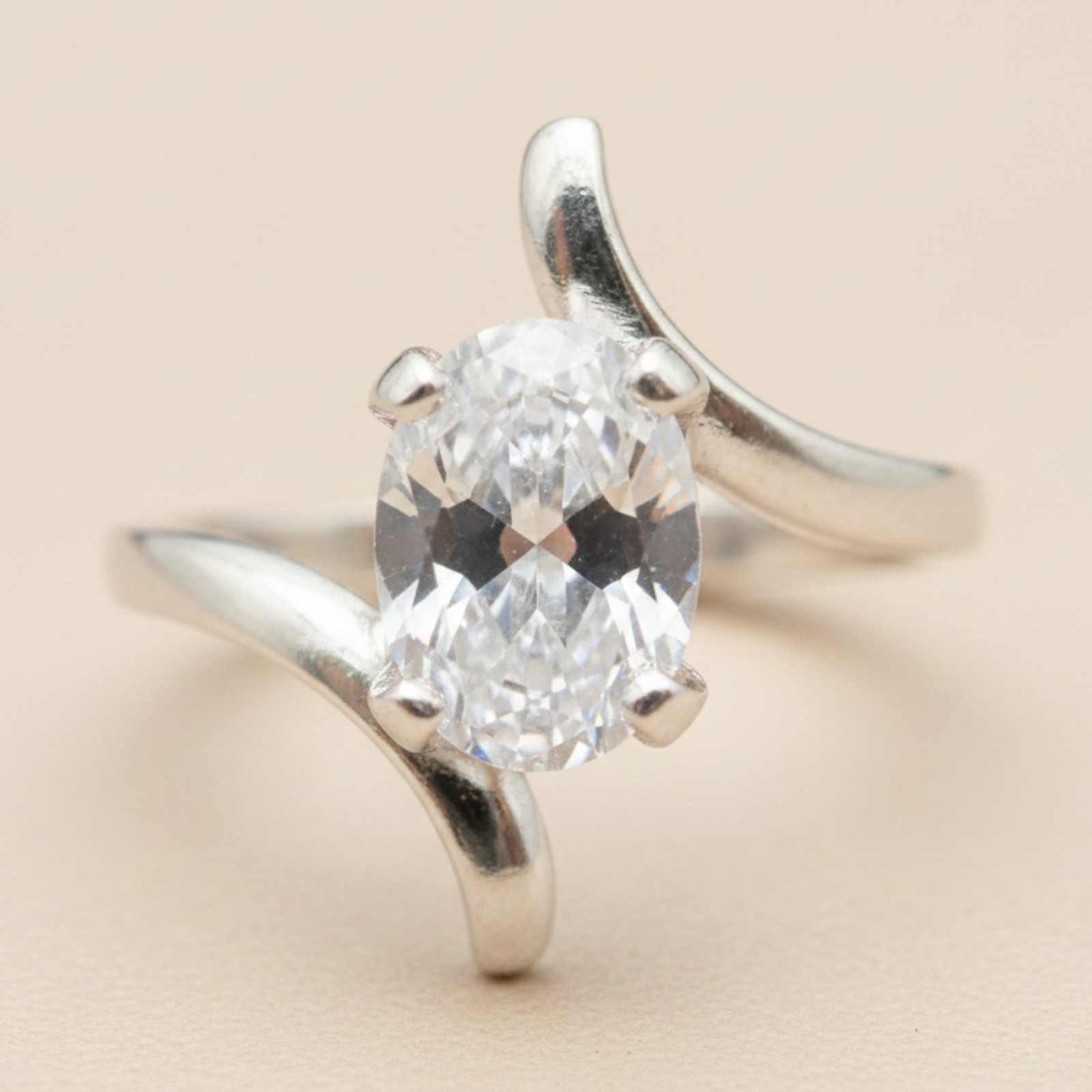 Stylish Genuine Sterling Silver Ring Stamped Solid 925 Cubic Zirconia Handmade