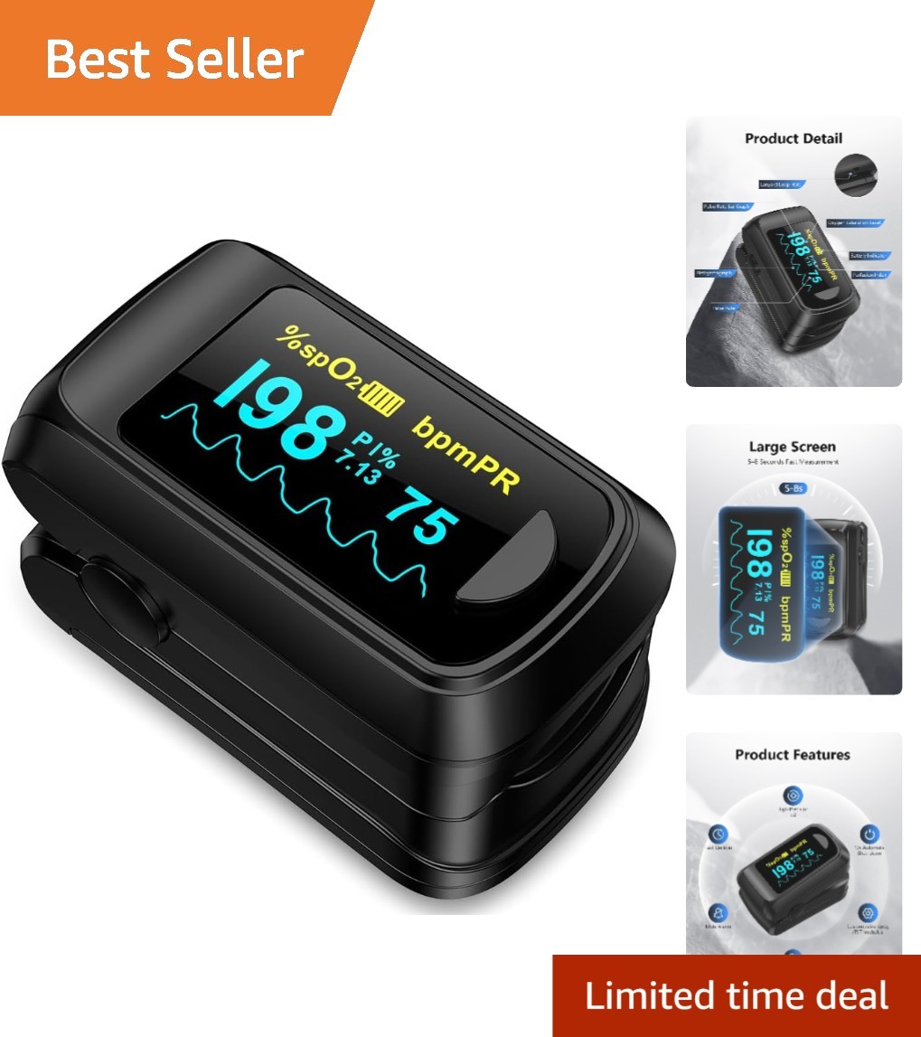 Lightweight Wireless Pulse Oximeter with 2 AAA Batteries & User-Friendly Design