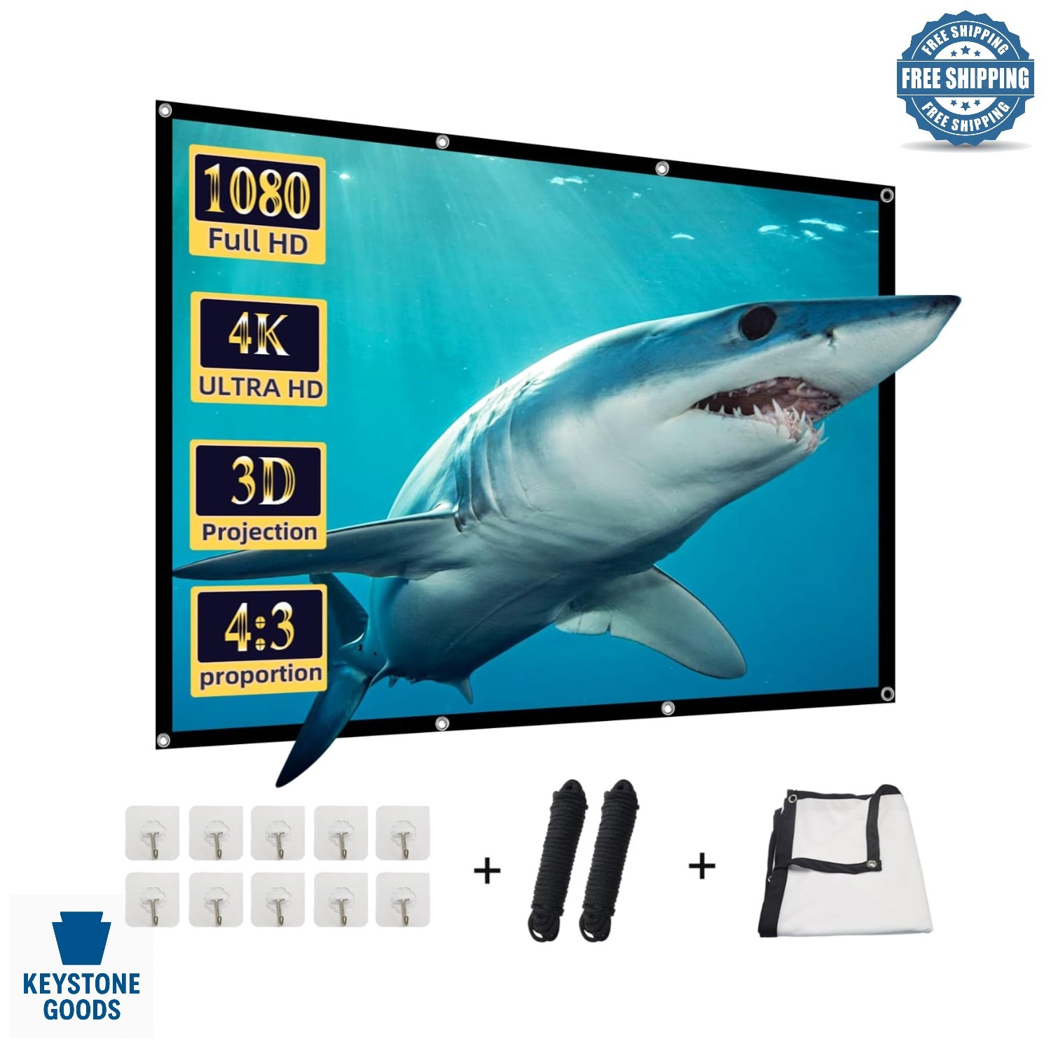 100-Inch Portable Foldable Projector Screen for Indoor & Outdoor Use