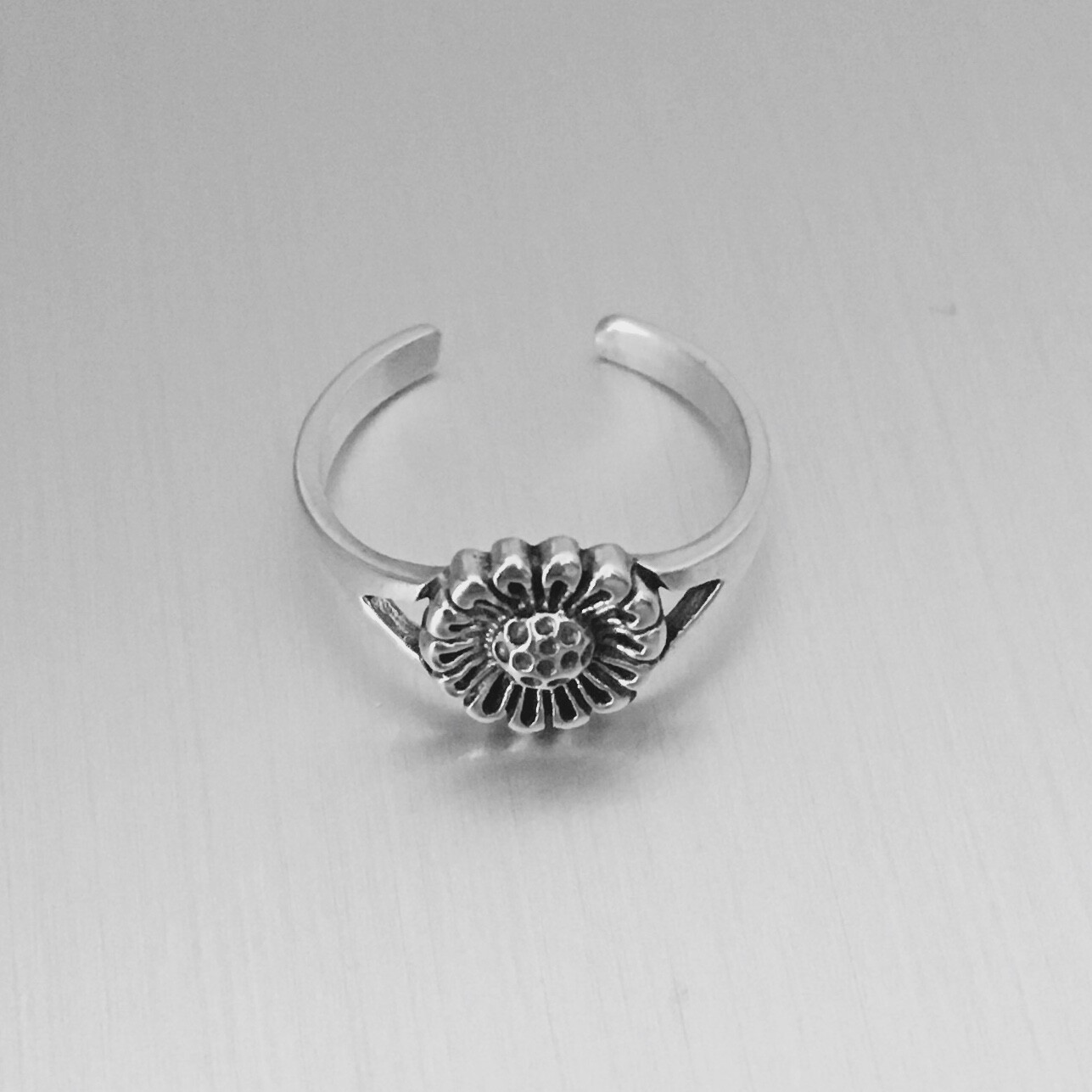 Sterling Silver Sunflower Toe Ring, Silver Ring, Flower Ring