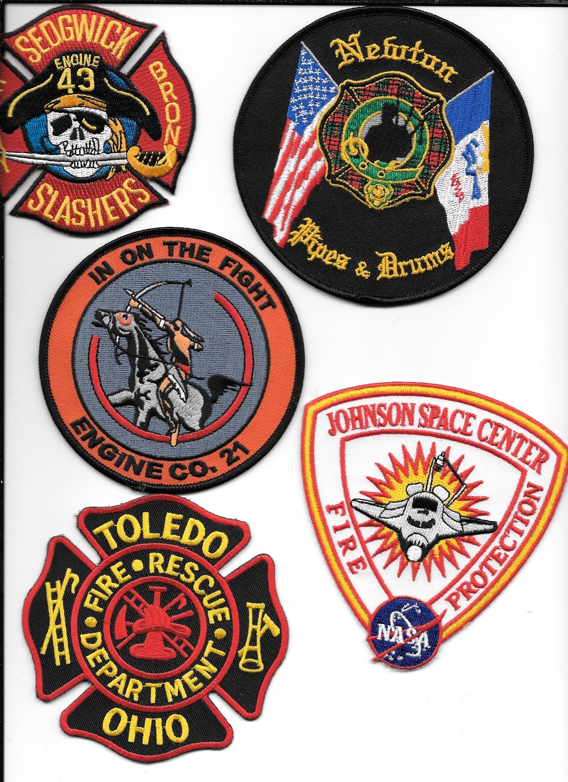 5 New Fire Patches - Set # 584   fire patch