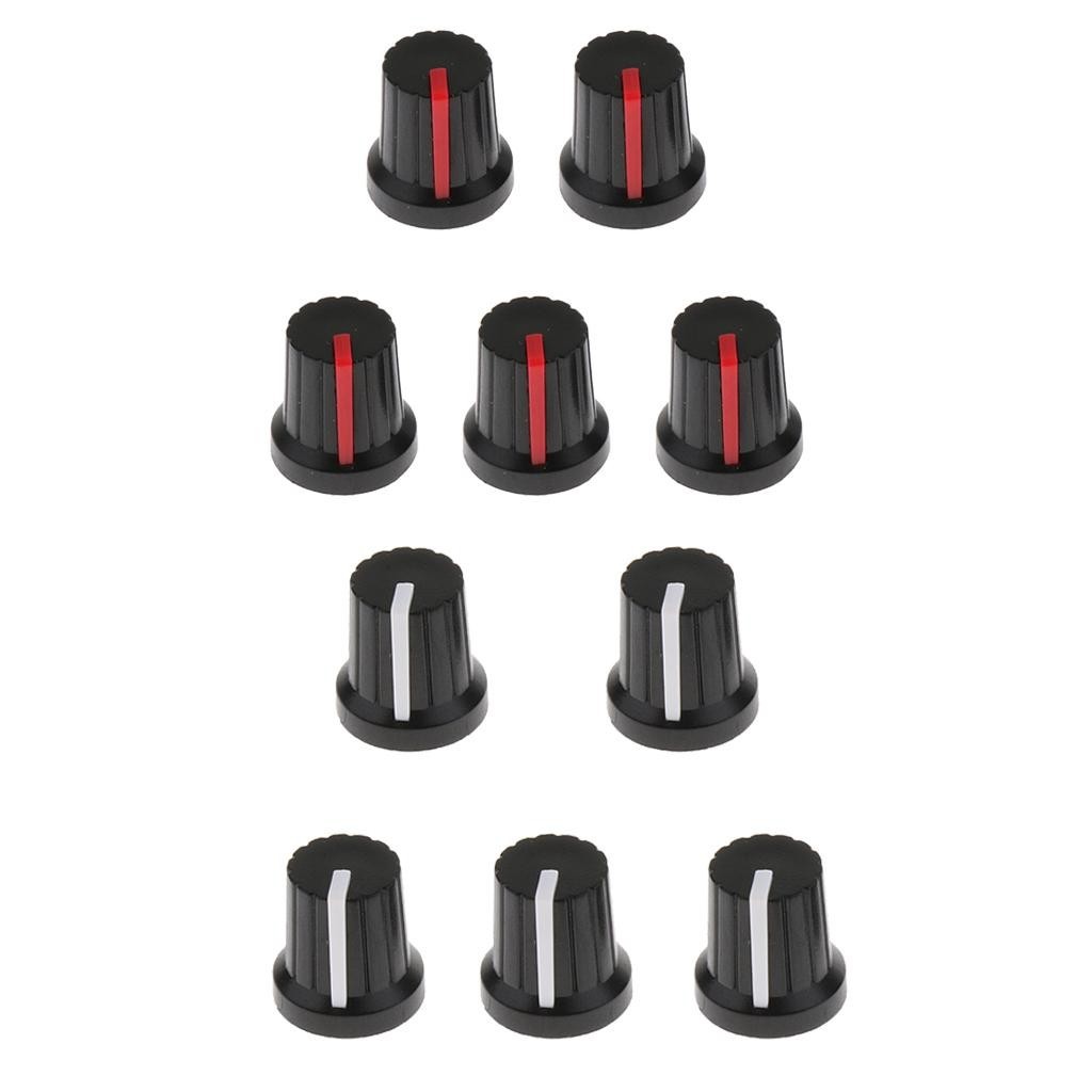10pcs Potentiometer Control Knobs - 6mm Ribbed Shaft