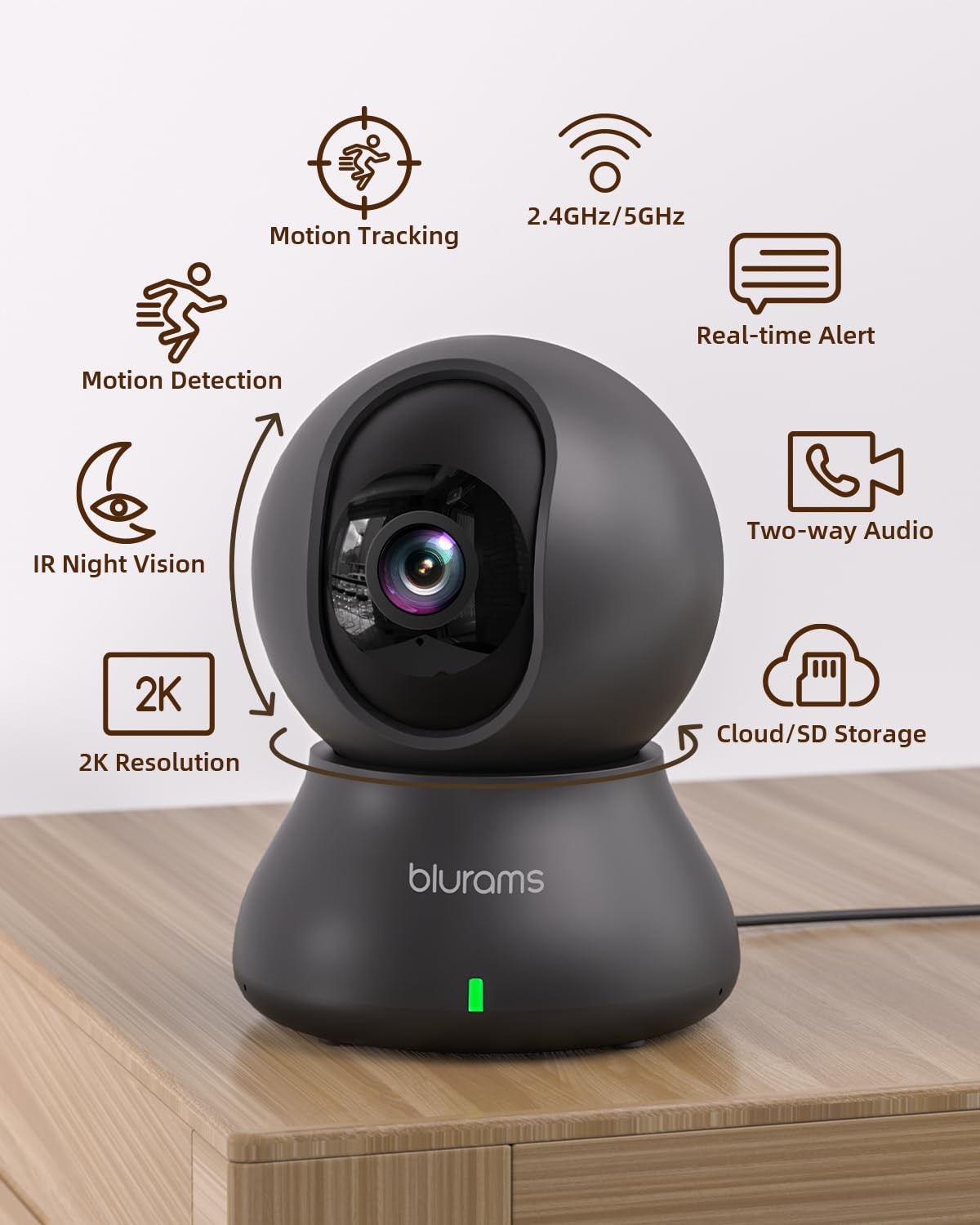 Security Camera 2k Indoor Camera 360ฐ Pet Camera For Home Security With Phone Ap