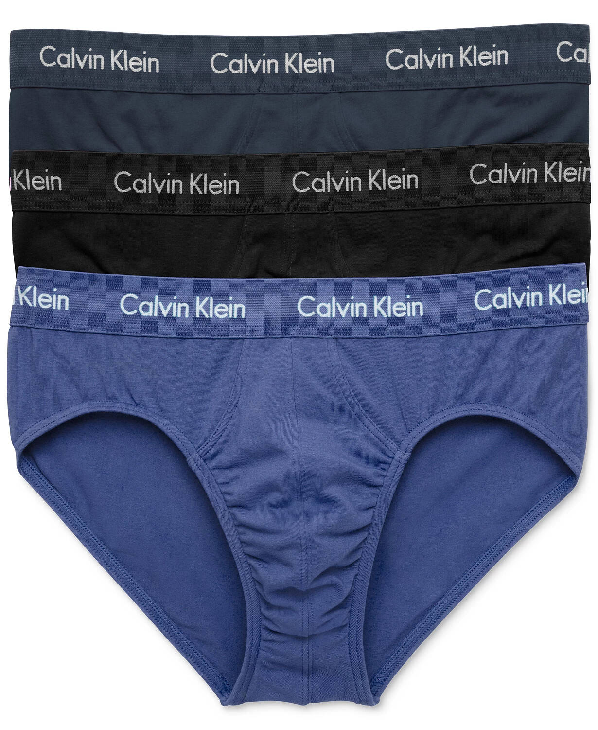 Calvin Klein Men's NU2661 Cotton Stretch Hip Briefs 3-Pack Blue Small