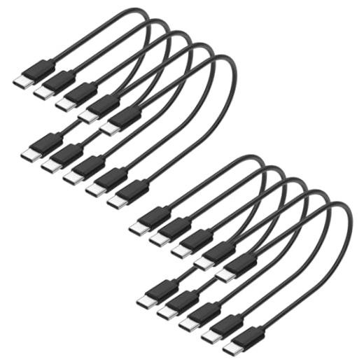 -Pack USB C Charger Cable,1ft Bulk Short Cables, Multipack 60W Fast 10 Black