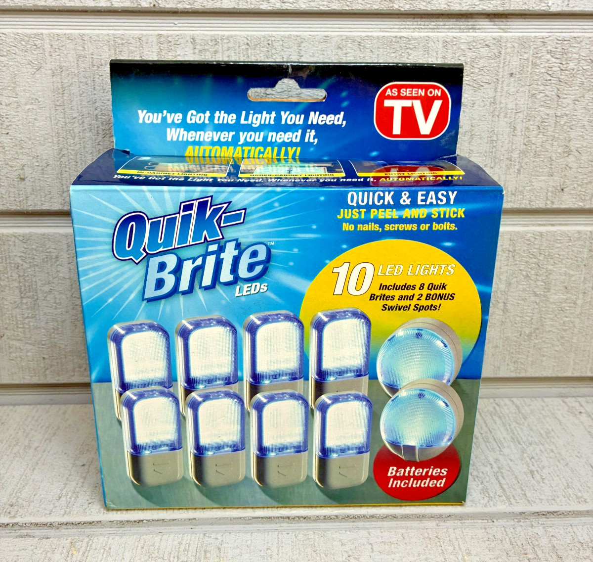 QUIK-BRITE Leds ~ Quick & Easy Just Peel & Stick ~ 10 LED Lights ~ OPEN BOX