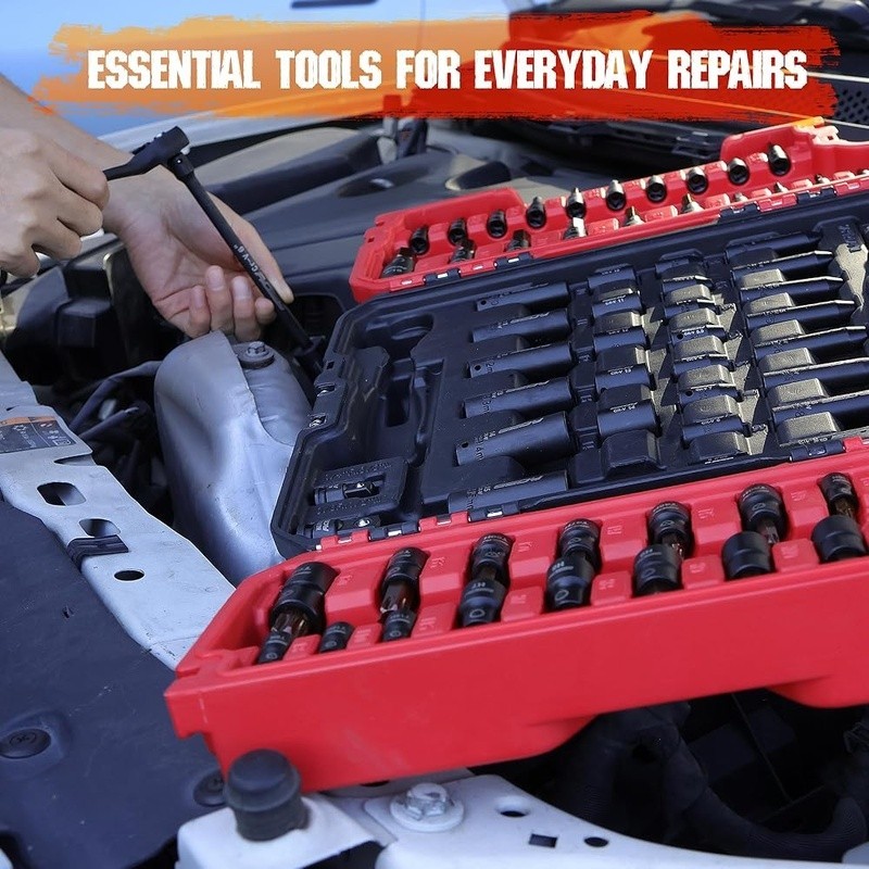 73 Pcs Professional Impact Socket Set Hex Torx Ratchet Case Deep Shallow Sockets