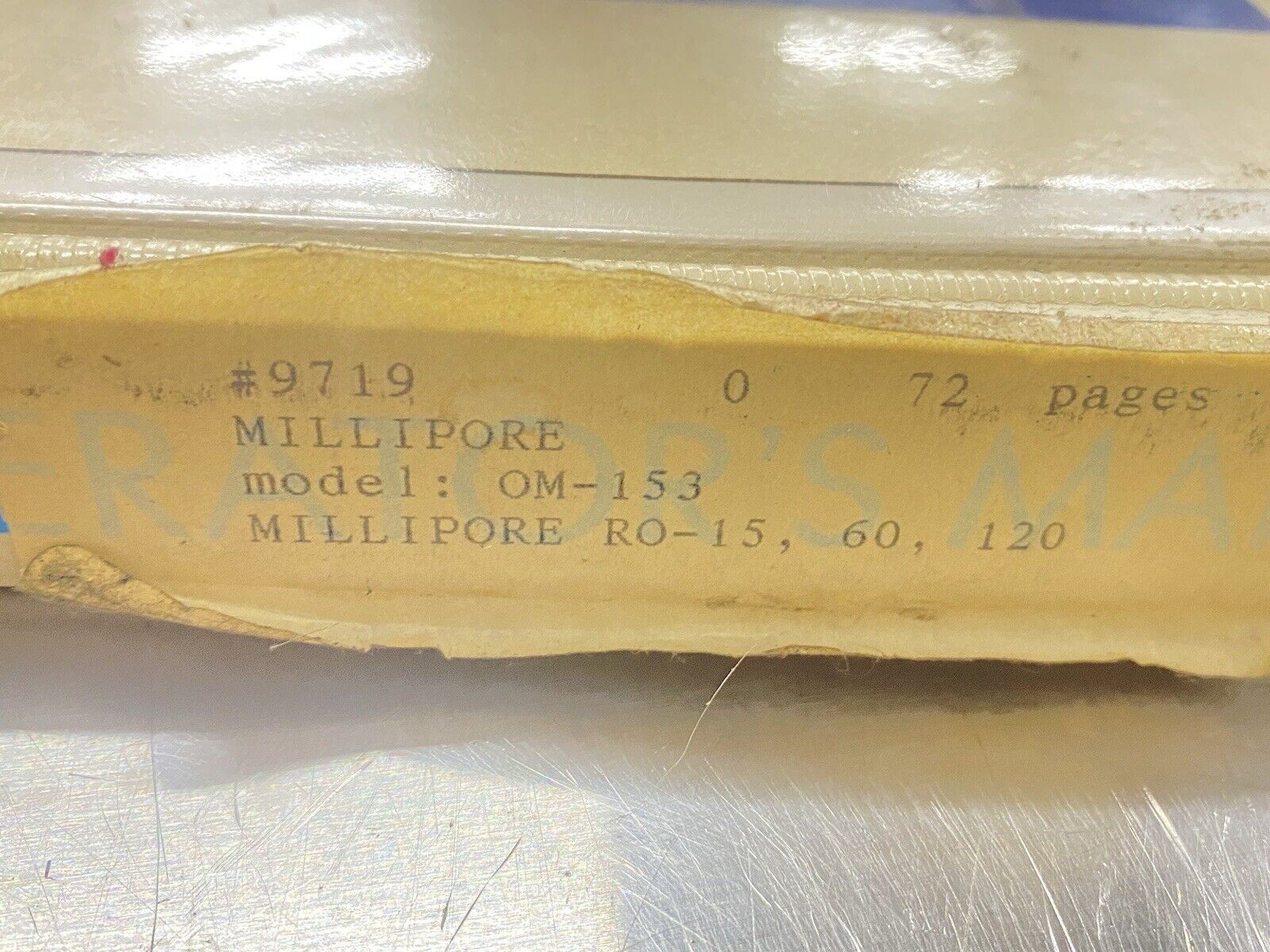 Millipore Milli-RO Reverse Osmosis System OM-153 - Users Guide / Manual