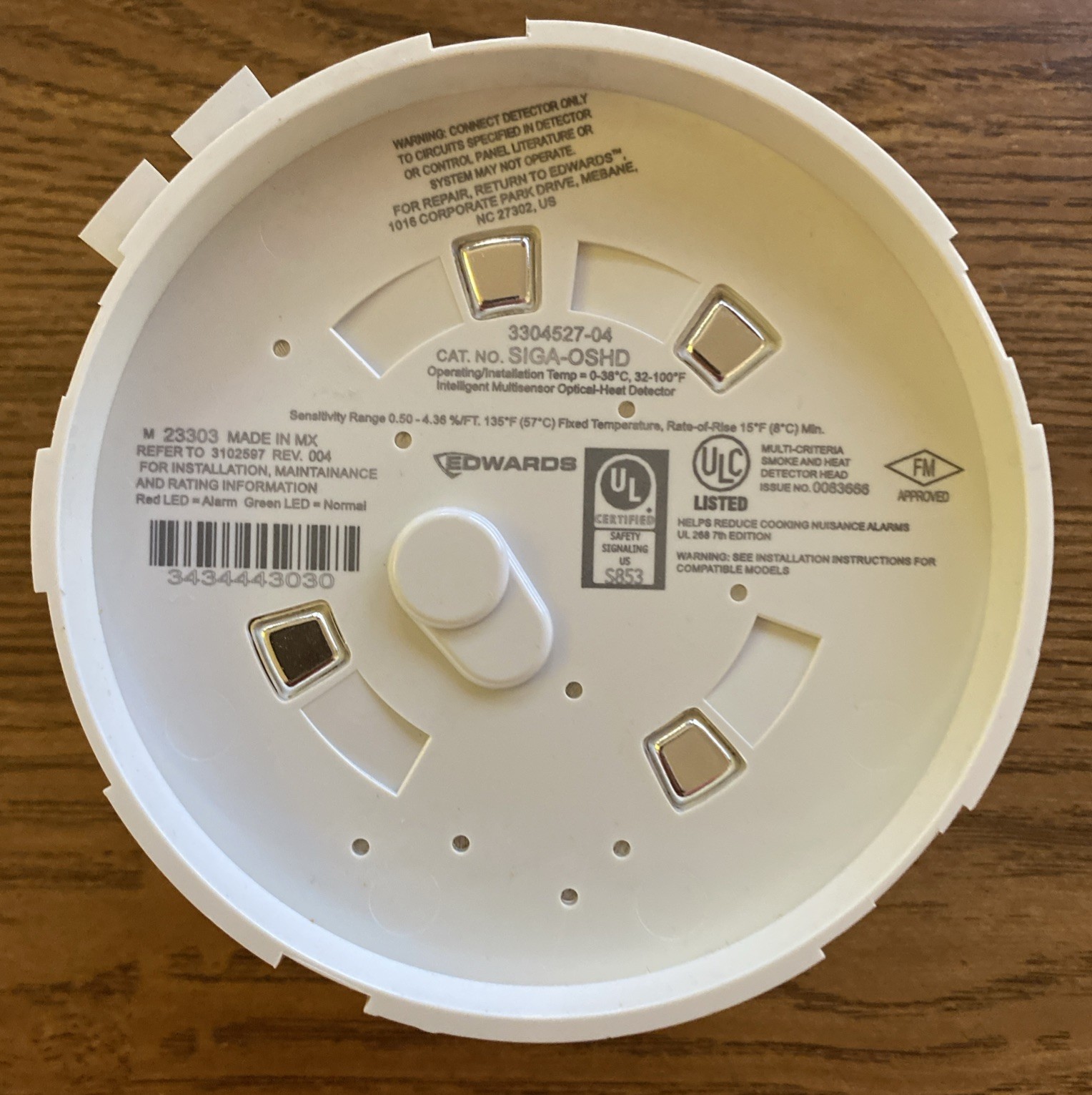 EST Edwards SIGA-OSHD Intelligent Multisensor Optical Smoke / Heat Detector