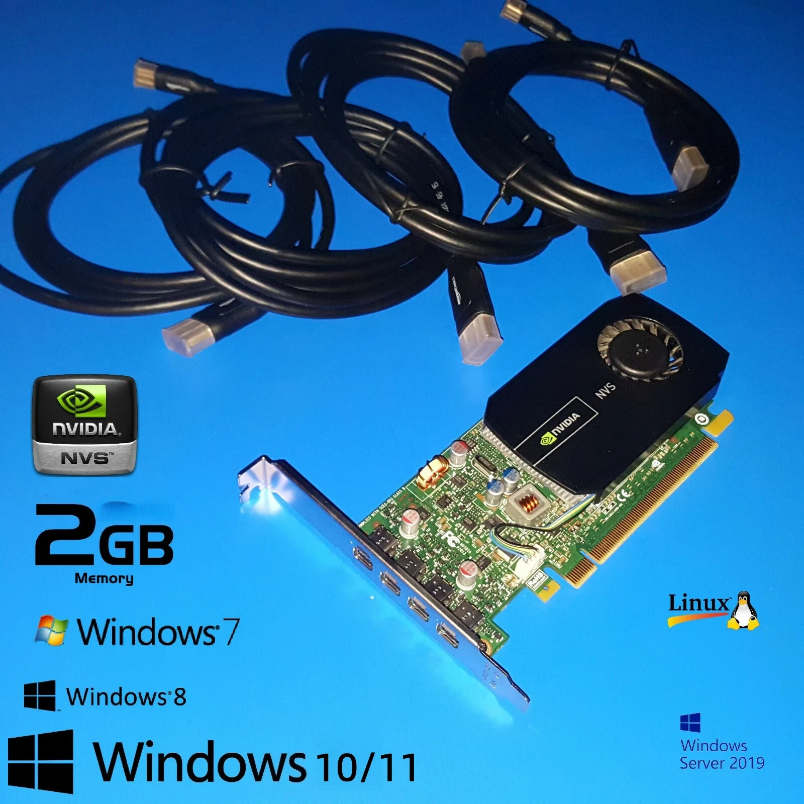 LENOVO P310 P320 P330 P340 M920 M800 T150 MT 4 monitor Video Card w/DP Cables