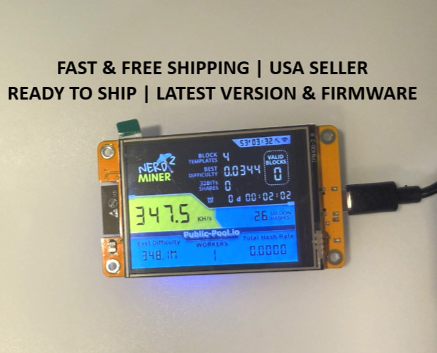 Bitcoin Miner NerdMiner V2 Solo Lottery Miner USB WiFi Crypto BTC SHA-256 Ready