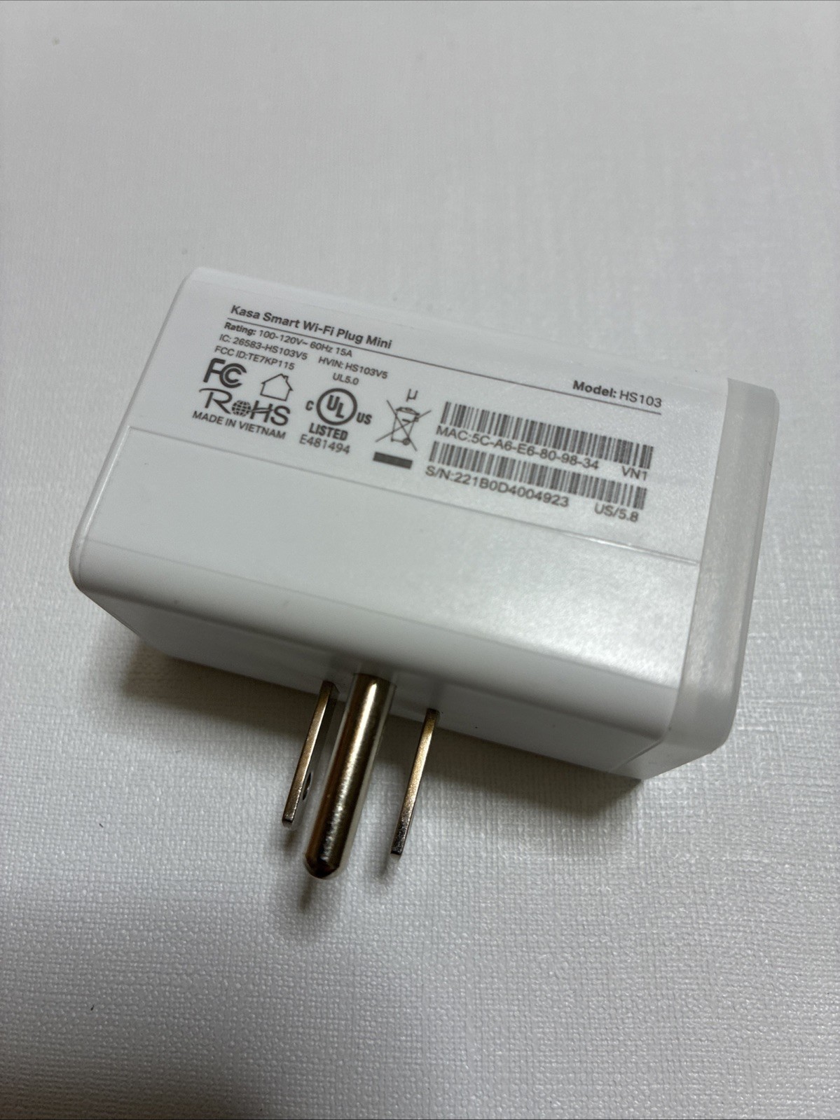 TP-LINK HS103 Kasa Smart Wi-Fi Plug Mini