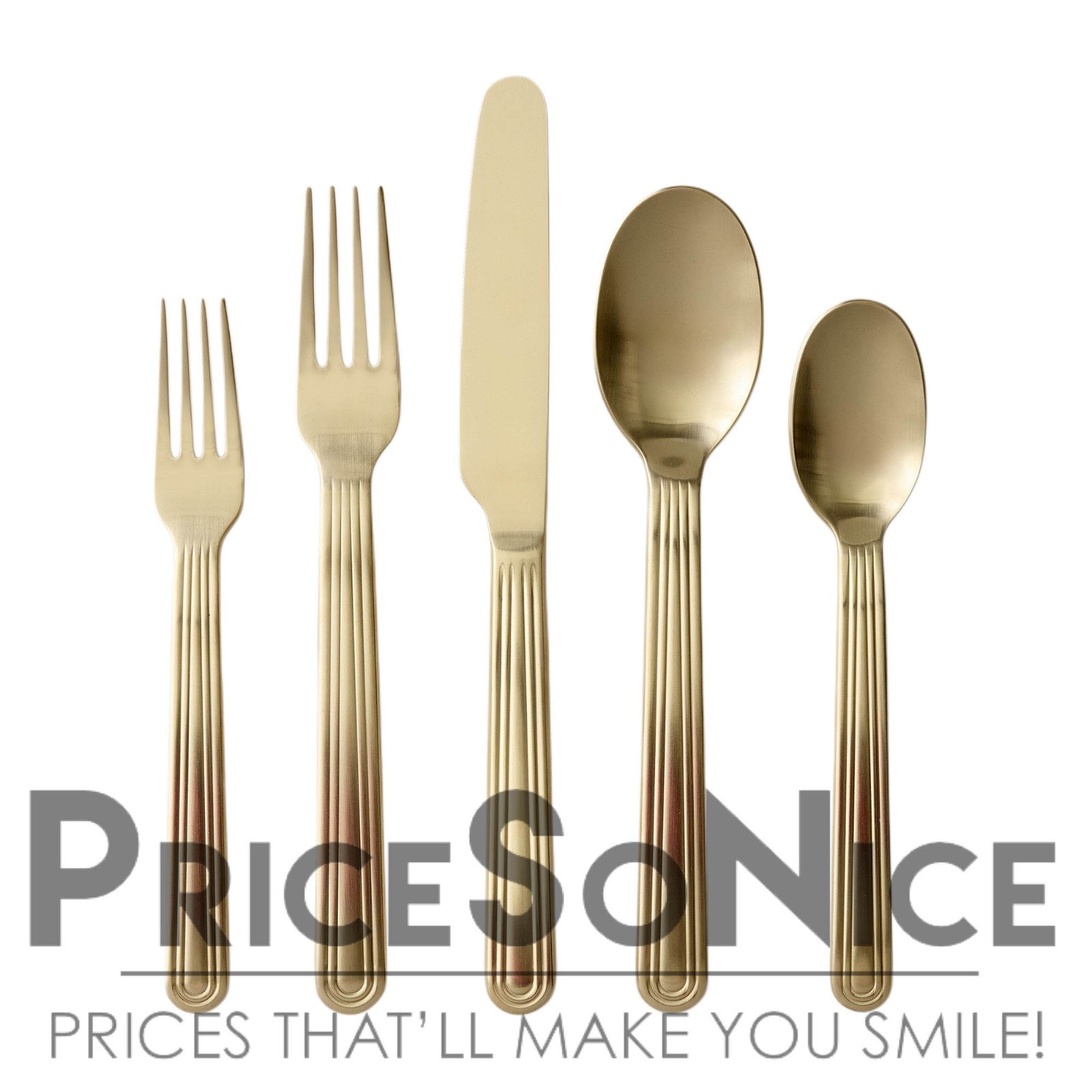 West Elm Champagne Satin Groove Flatware 20 Piece MSRP $198