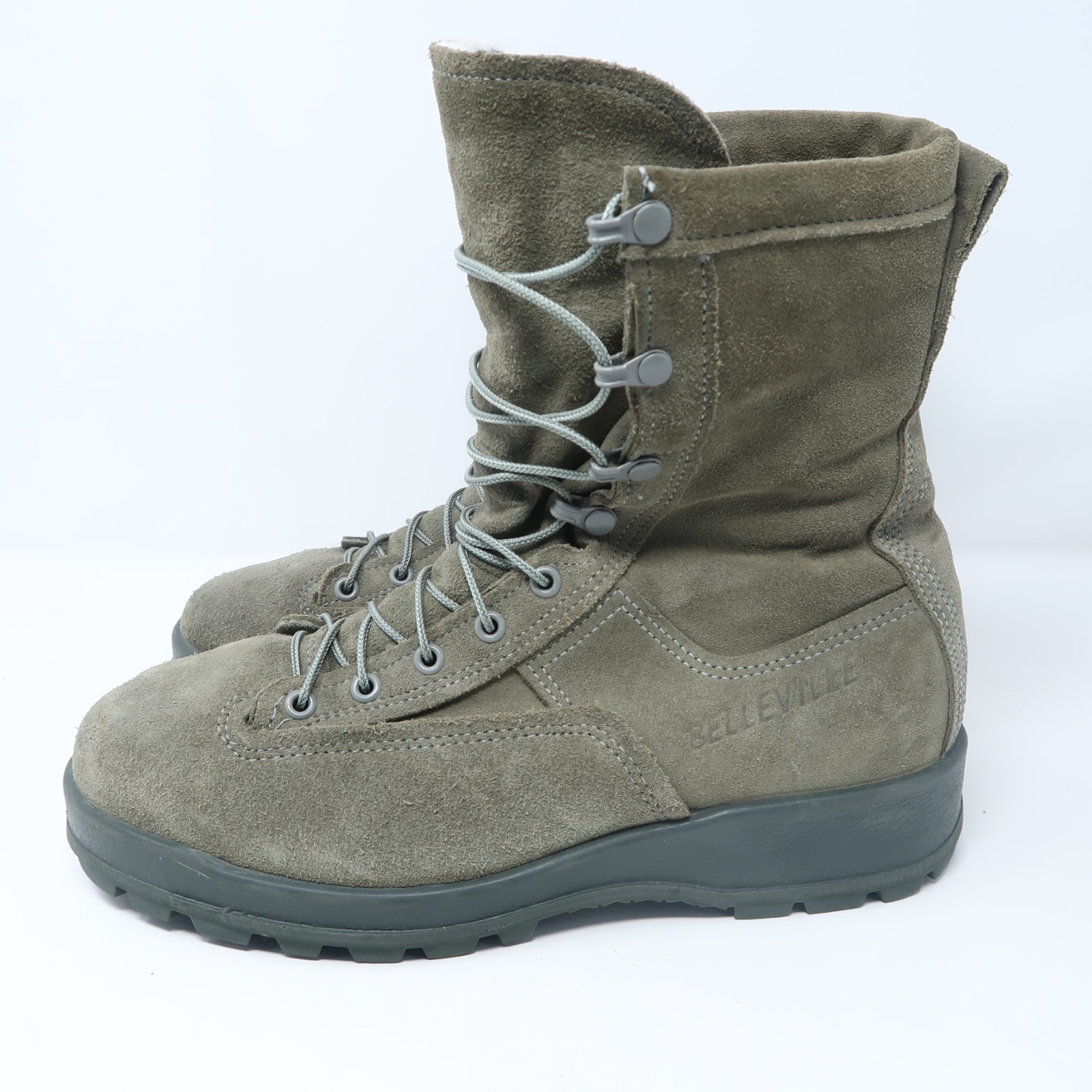 BELLEVILLE Boots 675ST Combat Boots Steel Toe Seude Gore-Tex Green Size 9