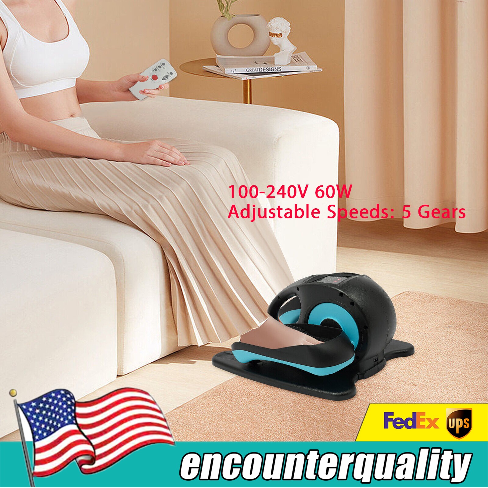 Ellipse Electric Elliptical Machine Under Desk Leg Exerciser Fully Assembled LCD