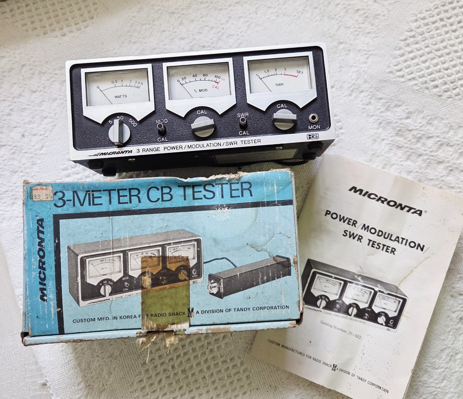 Micronta 3-Meter CB HAM Tester 3 Way Test CAT #21-522 Power Mod Radio Shack Box