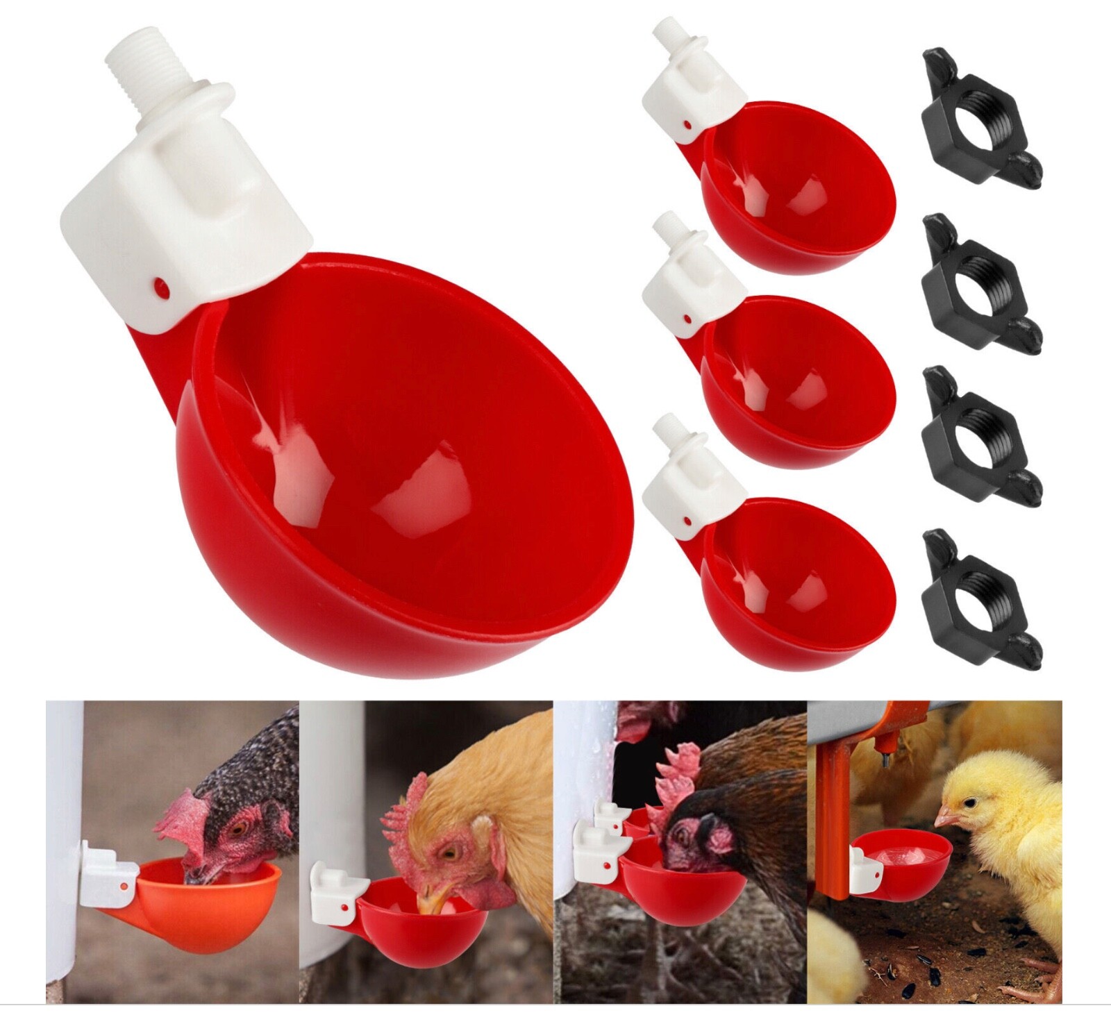 20 PCS Automatic Water Cups Poultry Drinker Waterer Chicken Ducks Quail Drinking
