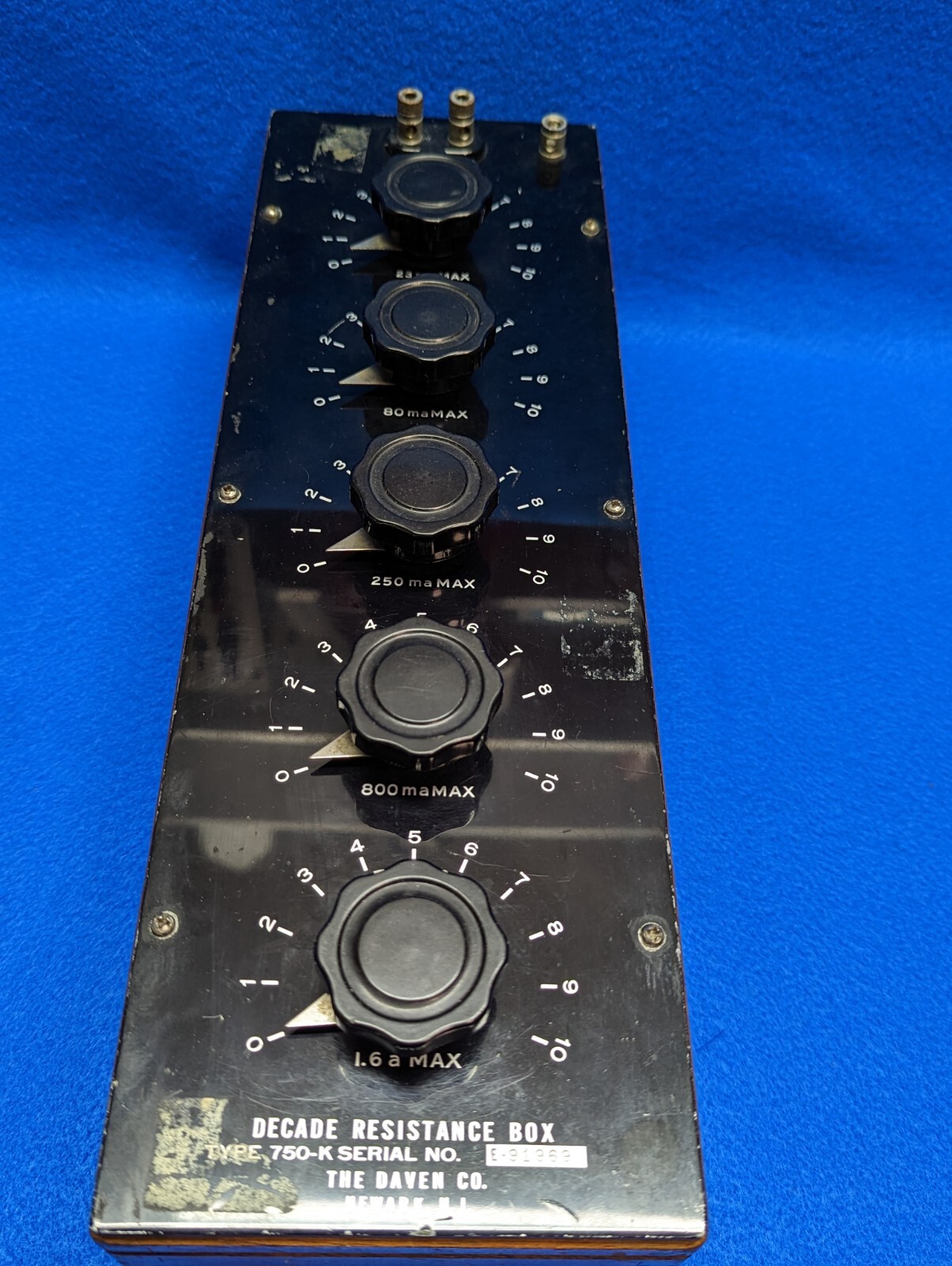 The Davin Company  750K Precision Decade Resistor Box, 5 Decades, Test Results