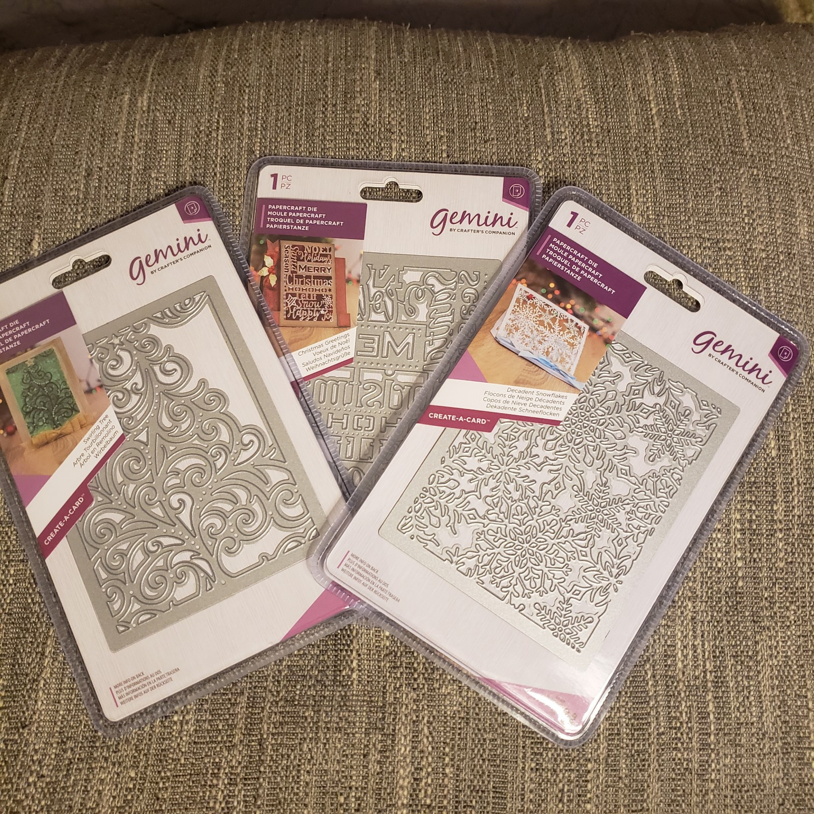Gemini Papercraft Die Lot Swirling Tree Christmas Greetings Decadent Snowflakes