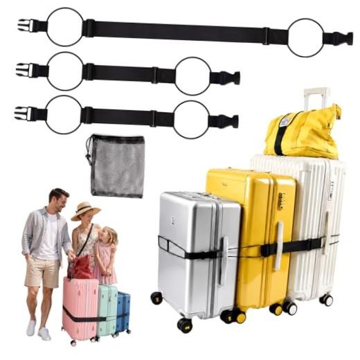 Luggage Straps for Suitcases, 3 PCS Adjustable Luggage Connector Straps,