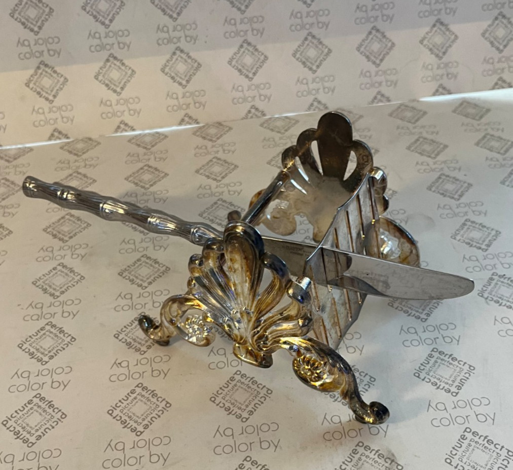Vintage 3 Piece Silver Plated Buffet Caddies Flatware Holders
