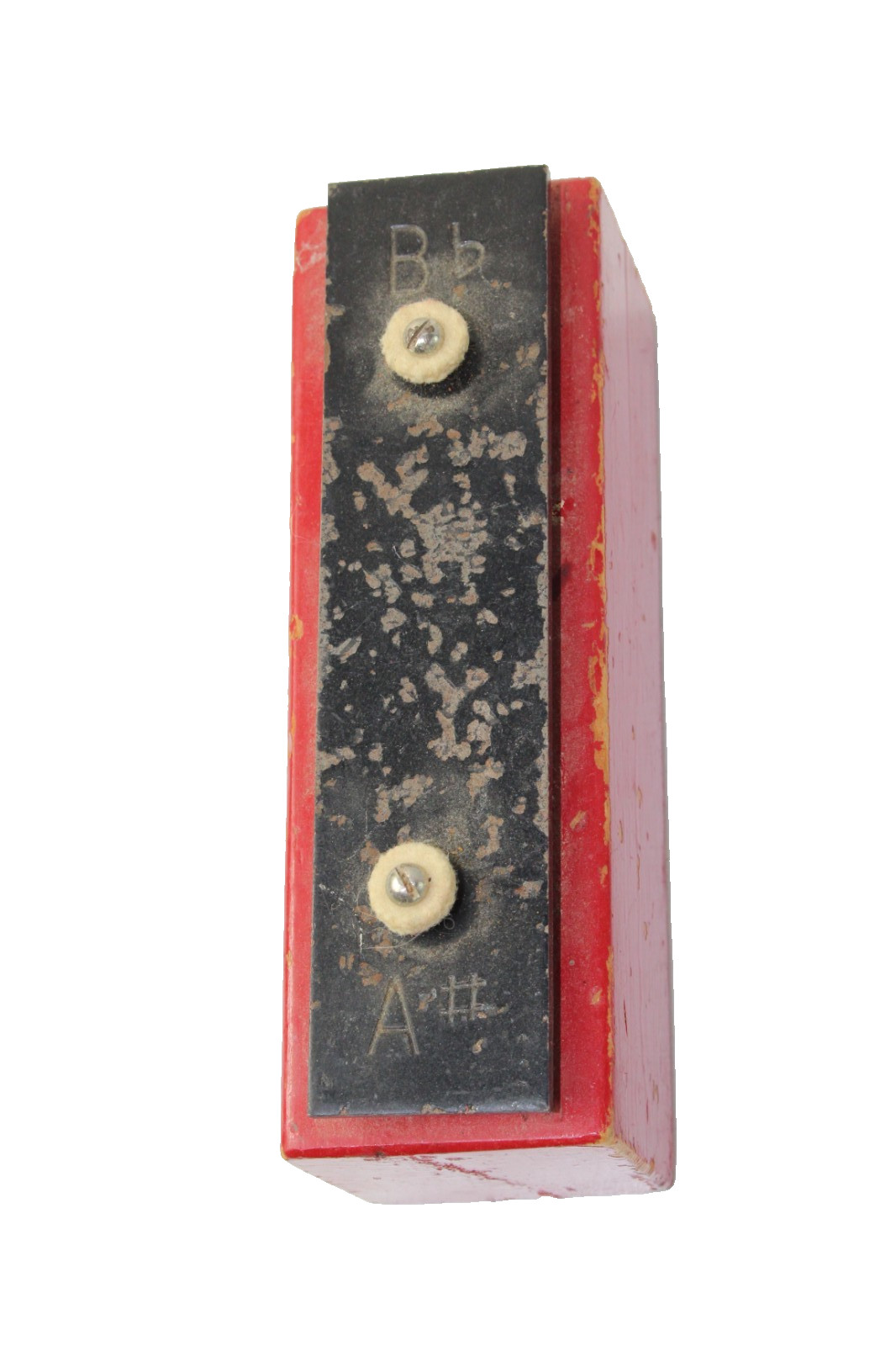Vintage Metal Tone bar on Wood Block Bb-A#  #R7857