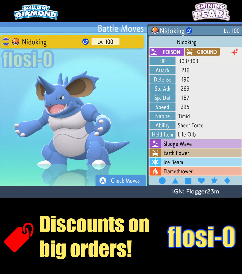 6IV Shiny Nidoking Pokemon Brilliant Diamond and Shining Pearl
