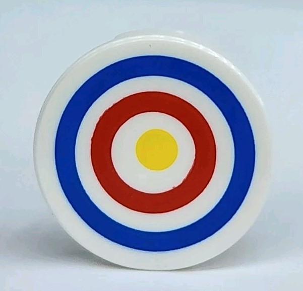 NEW LEGO® White Tile Round Archery Target Pattern 2 x 2 with Bottom Stud Holder