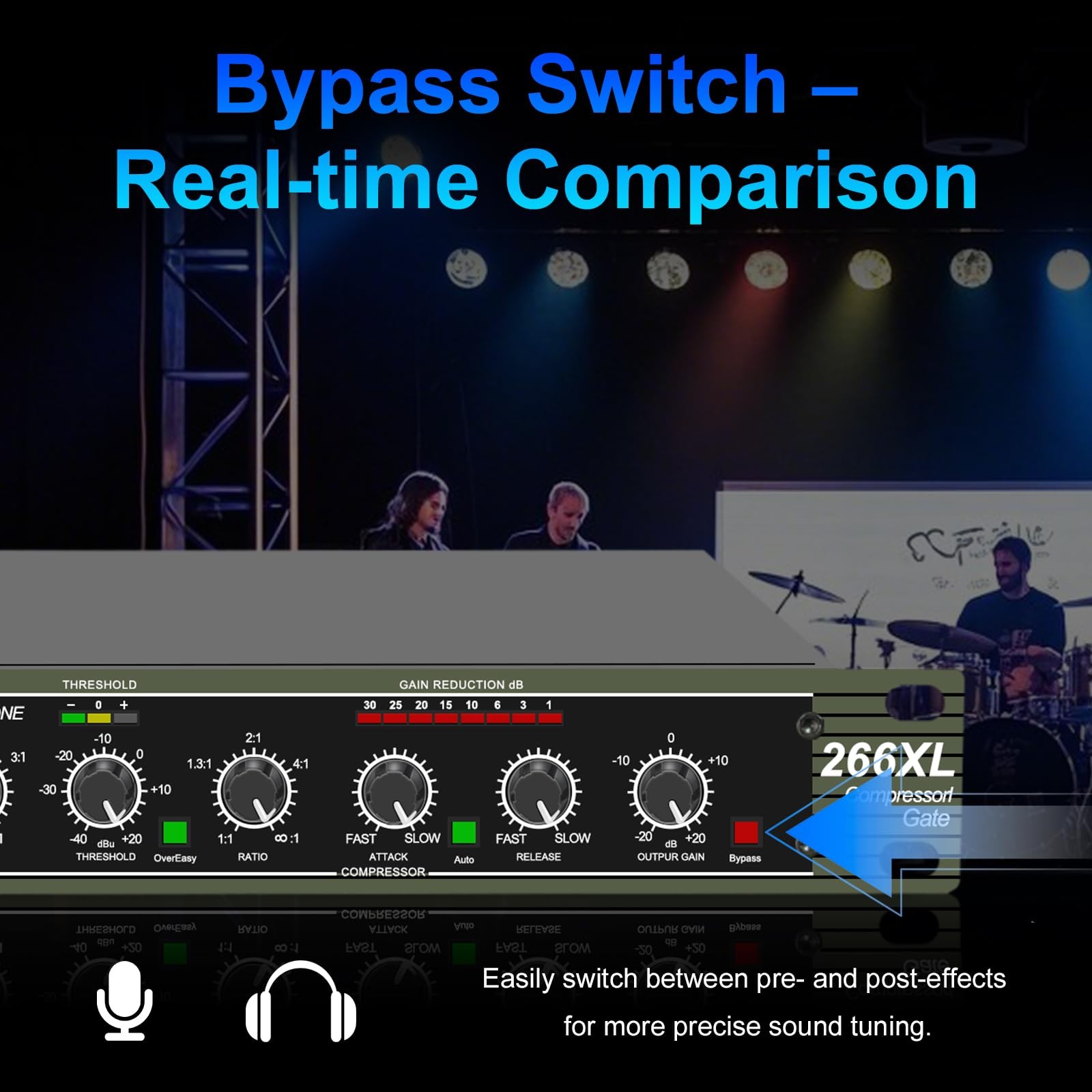 MICNAUX Audio Compressor, Professional Dual-Channel Black Dynamic