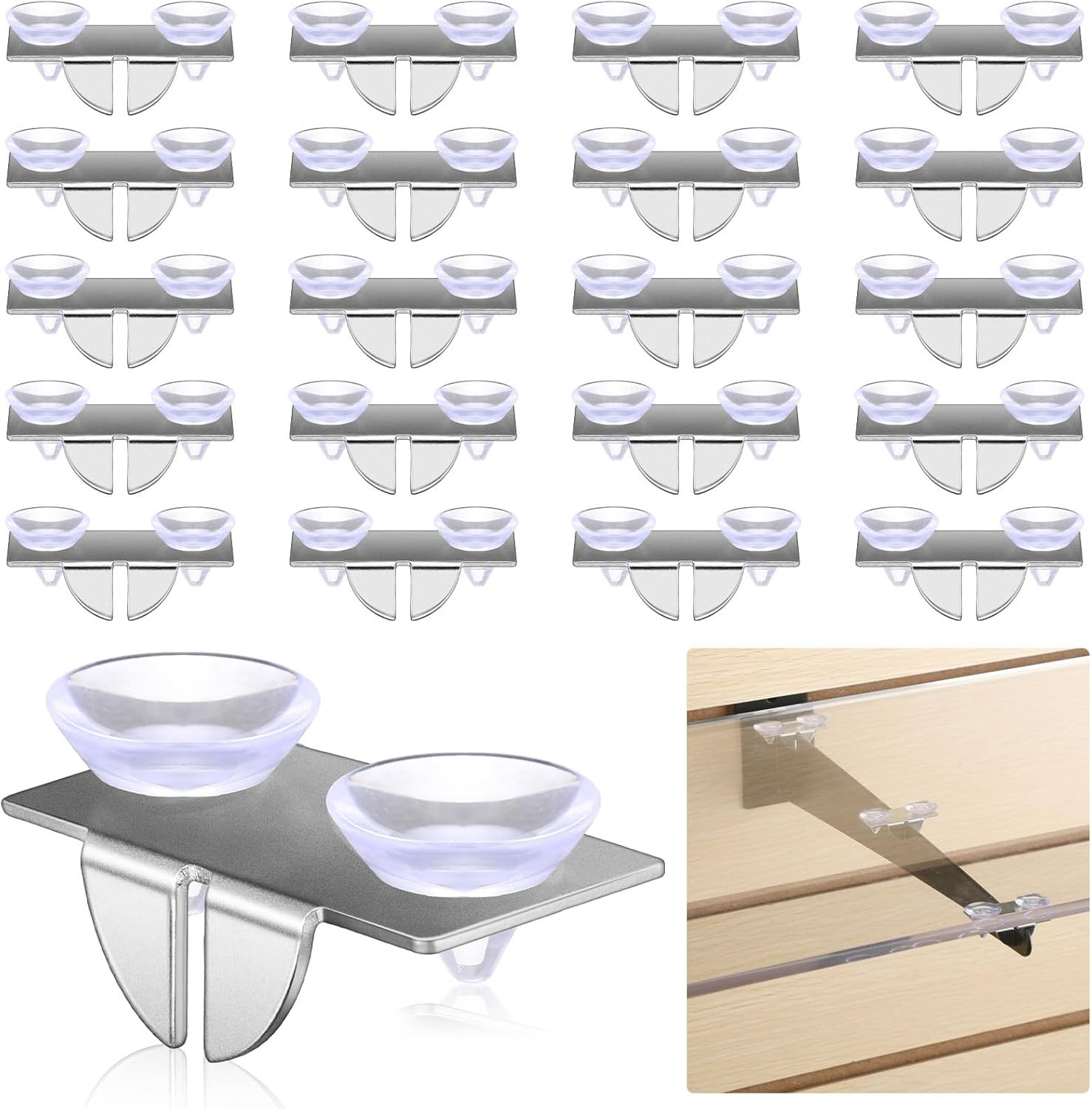 20 Pcs Center Shelf Rest Clip Galvanized Glass Brackets Metal Shelf BalancingF