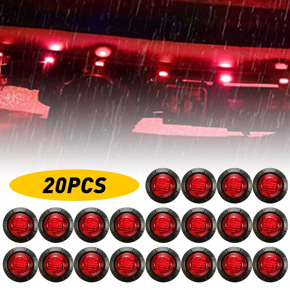 20pcs Amber 3/4"Round LED Bullet Clearance Side Marker Lights FOR Truck Trailer