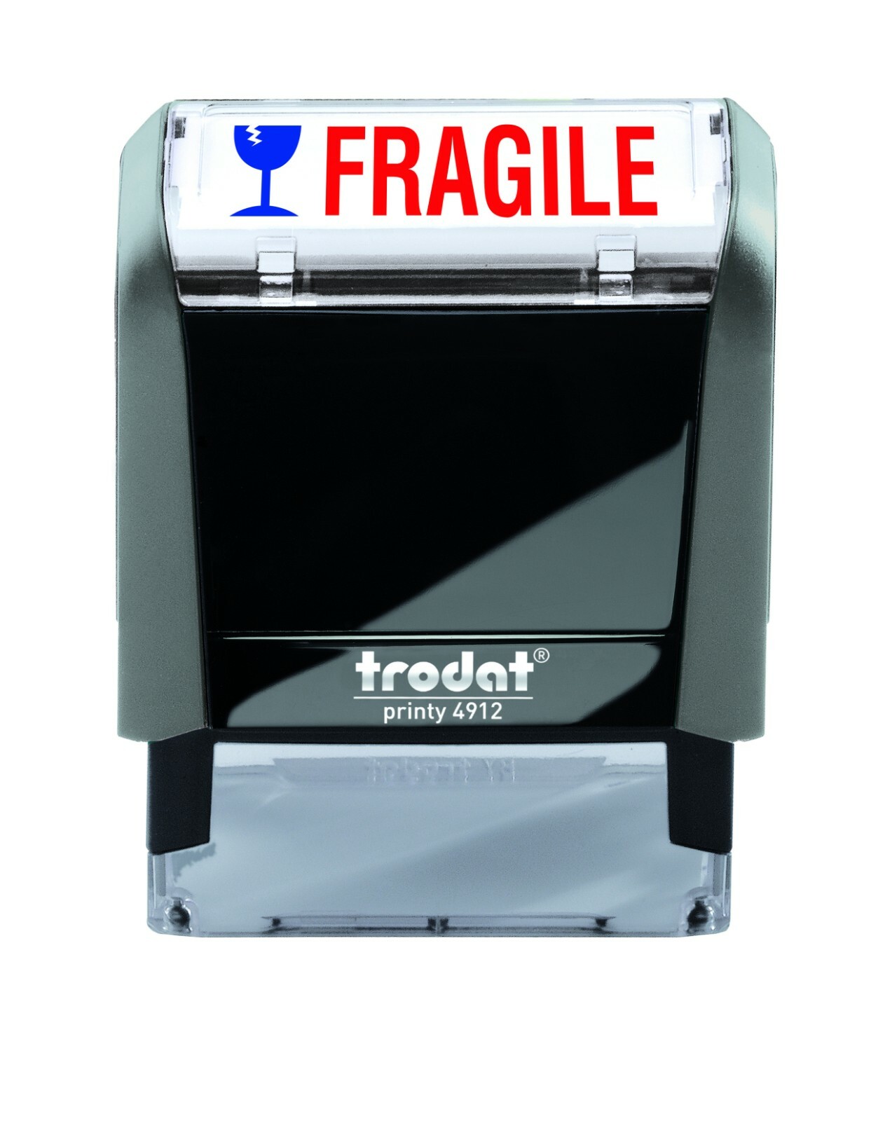 Fragile w. Pic. - Trodat 4912 Self-inking Stock Stamp (2-Color Red / Blue Ink)