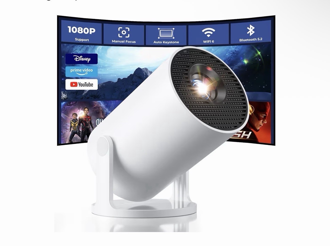 CLOKOWE Mini Projector with WiFi and Bluetooth, Built-in Apps, Smart Portable...