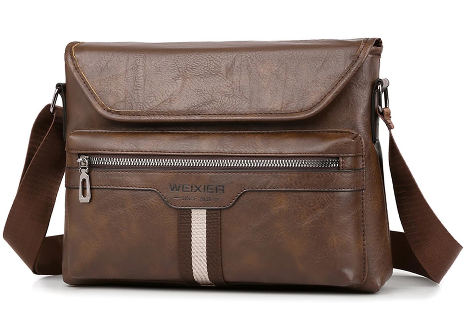 Zipper Buckle Leather Messenger Bag Crossbody Shoulder Bag Vintage Handle Bag...